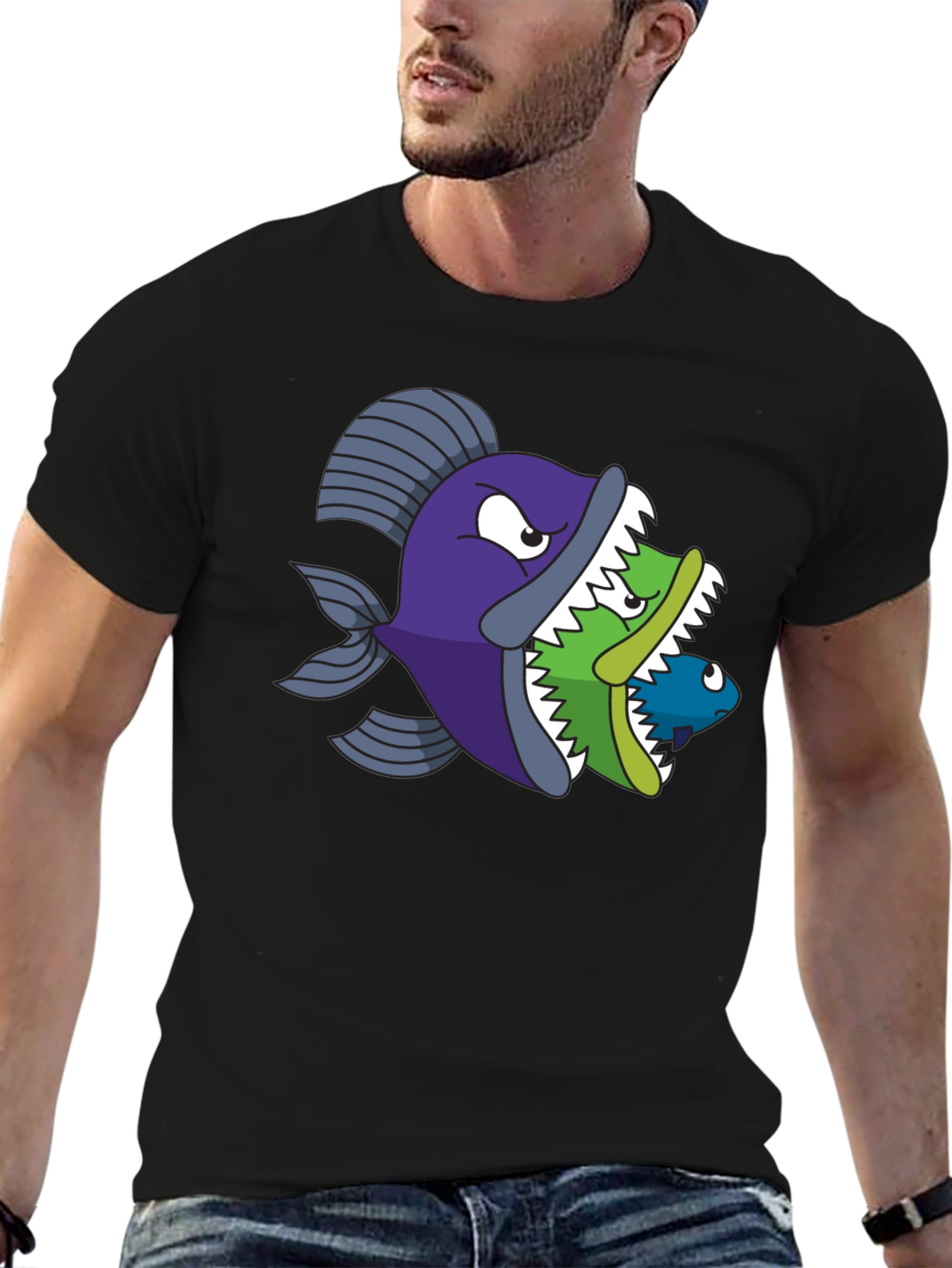 Fish Eats Fish Graphic Tee - Black T-Shirt