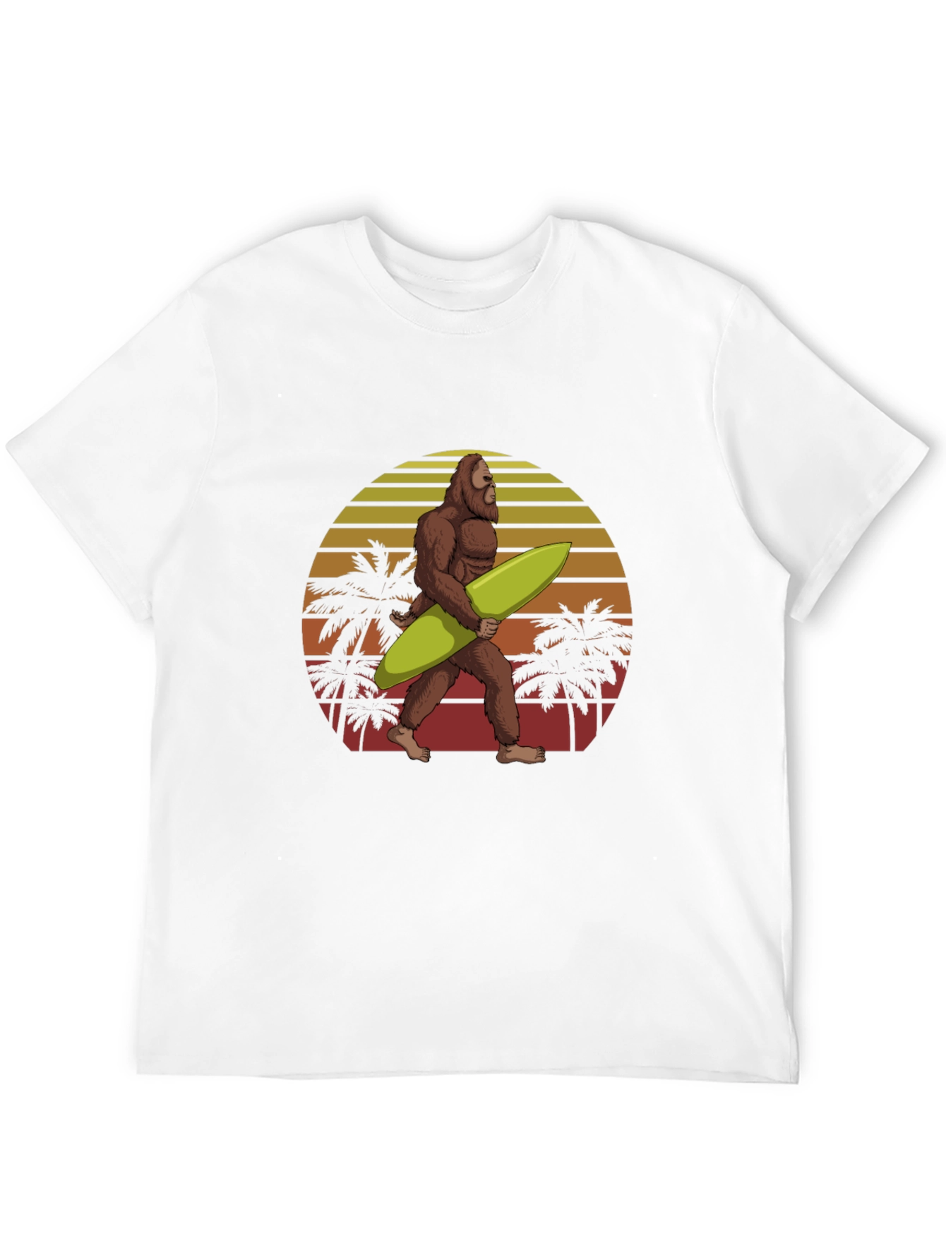 Sasquatch Surfer T-Shirt - Retro Beach Design