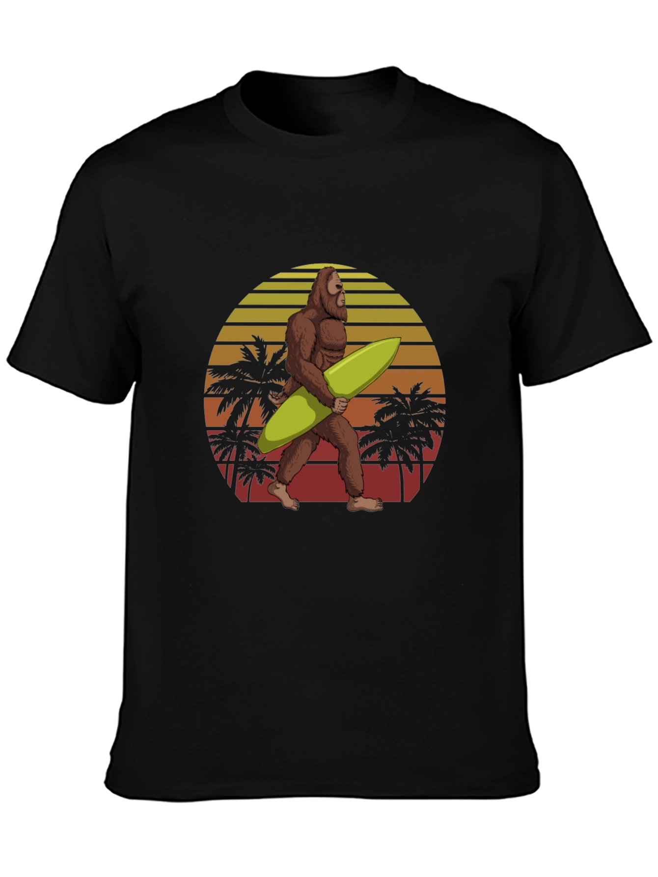Sasquatch Surfer T-Shirt - Retro Beach Design