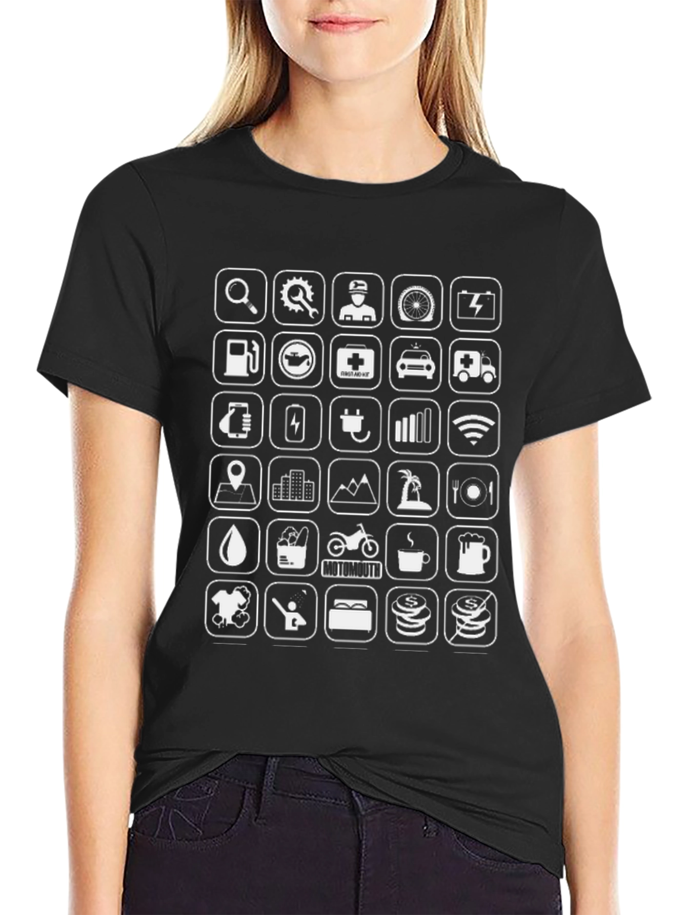 Icon Grid Graphic Tee - Black