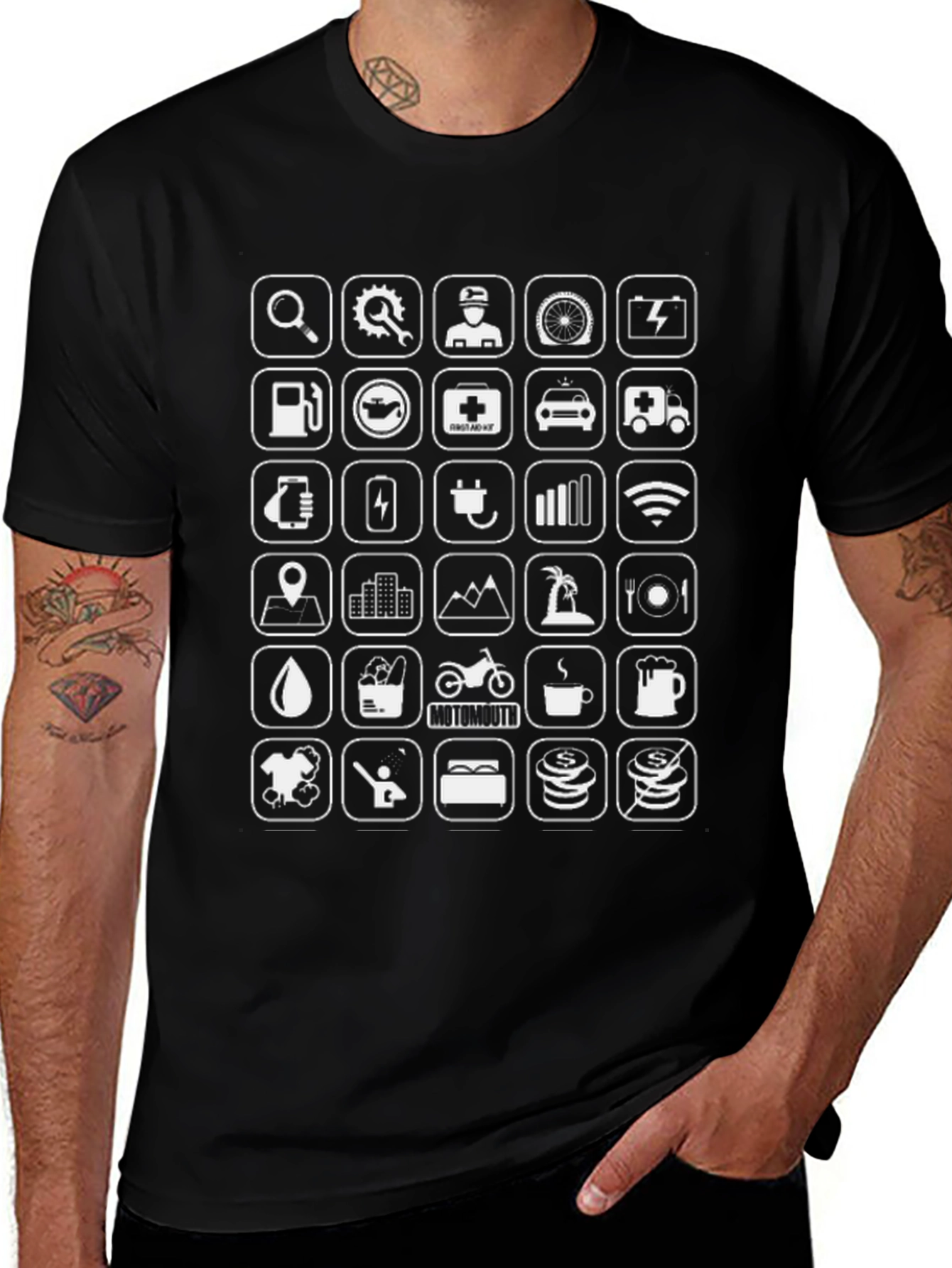 Icon Grid Graphic Tee - Black