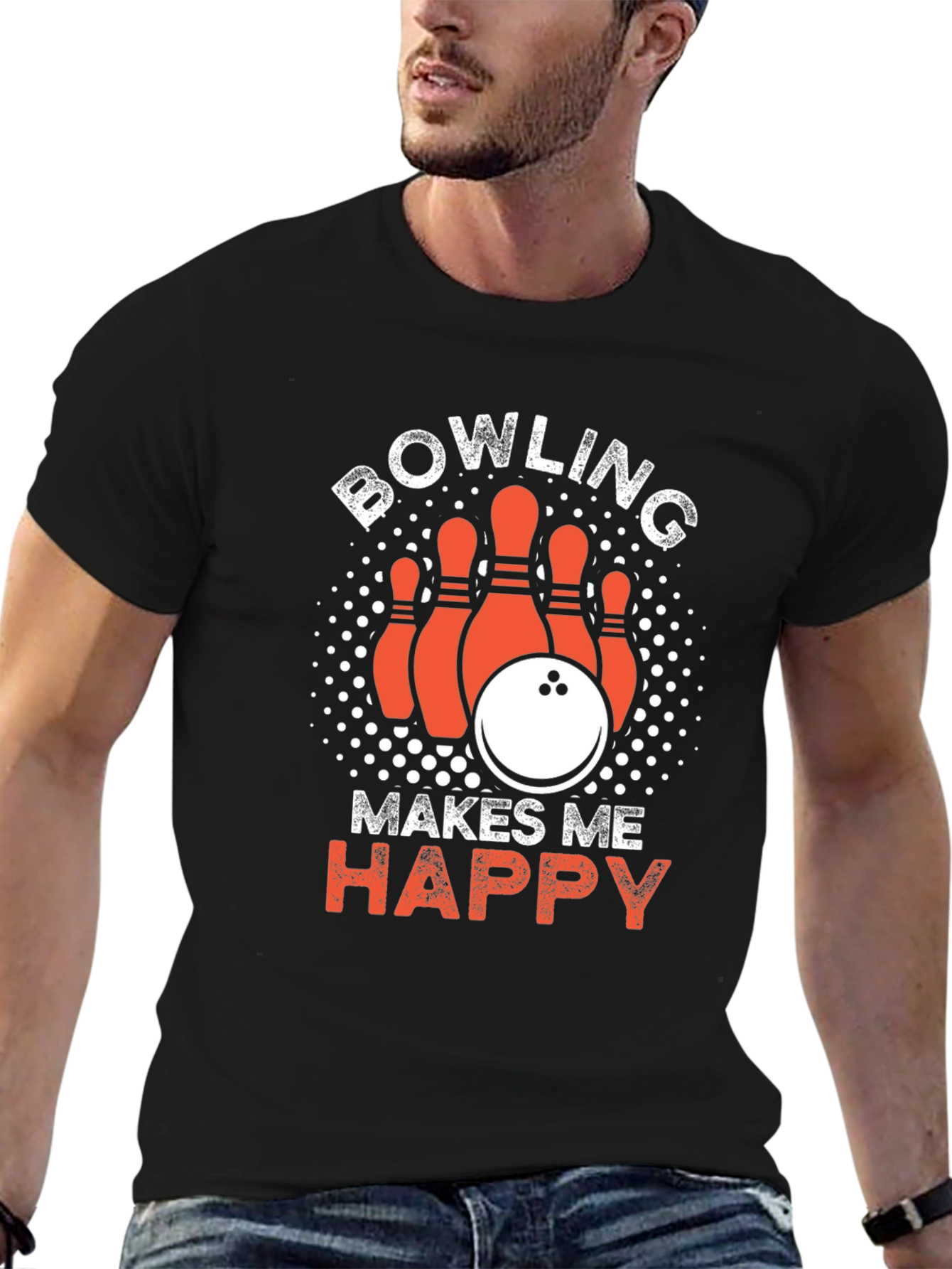 Bowling Makes Me Happy Black T-Shirt