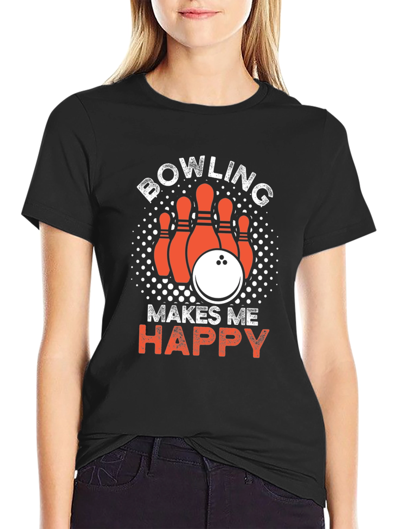 Bowling Makes Me Happy Black T-Shirt