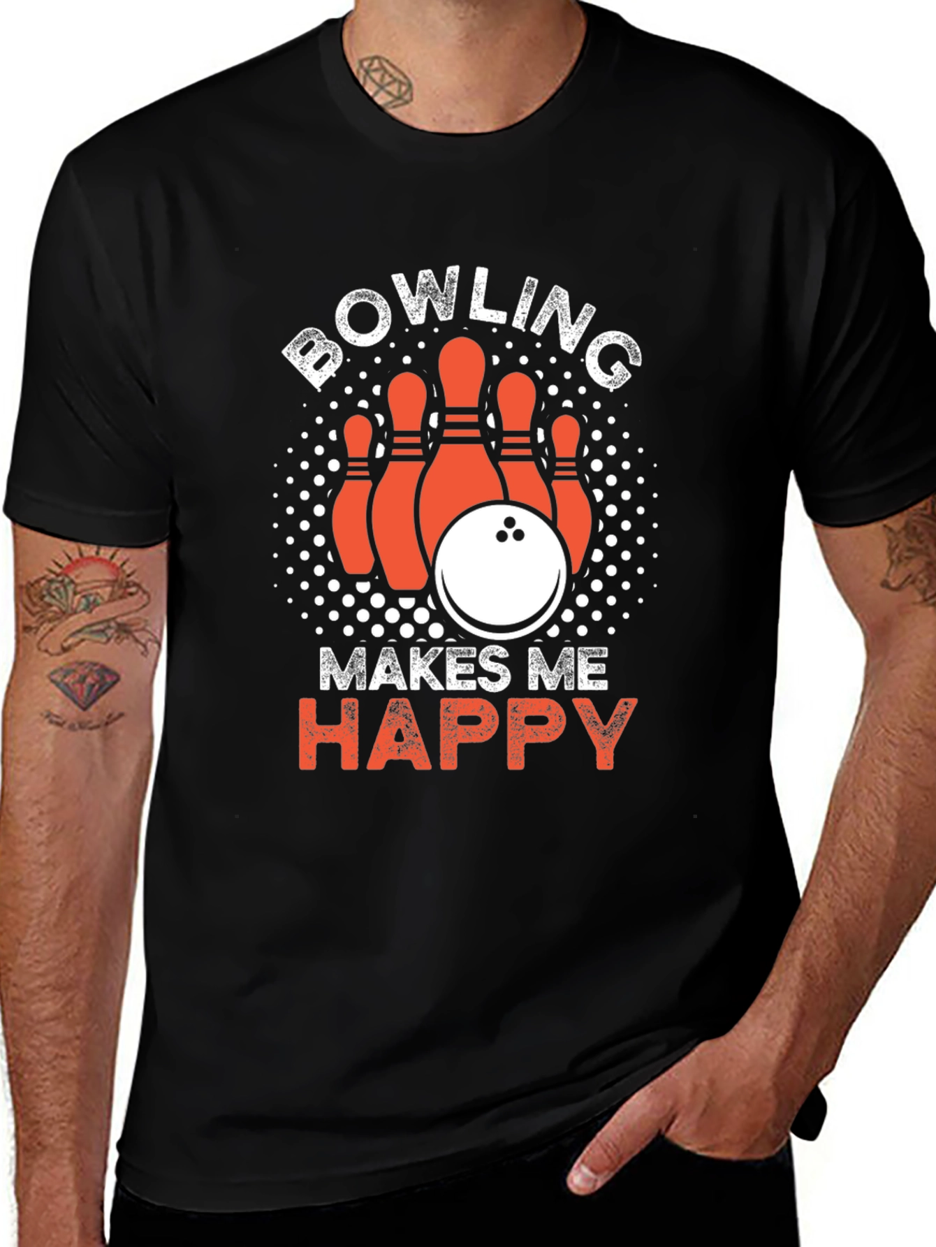 Bowling Makes Me Happy Black T-Shirt