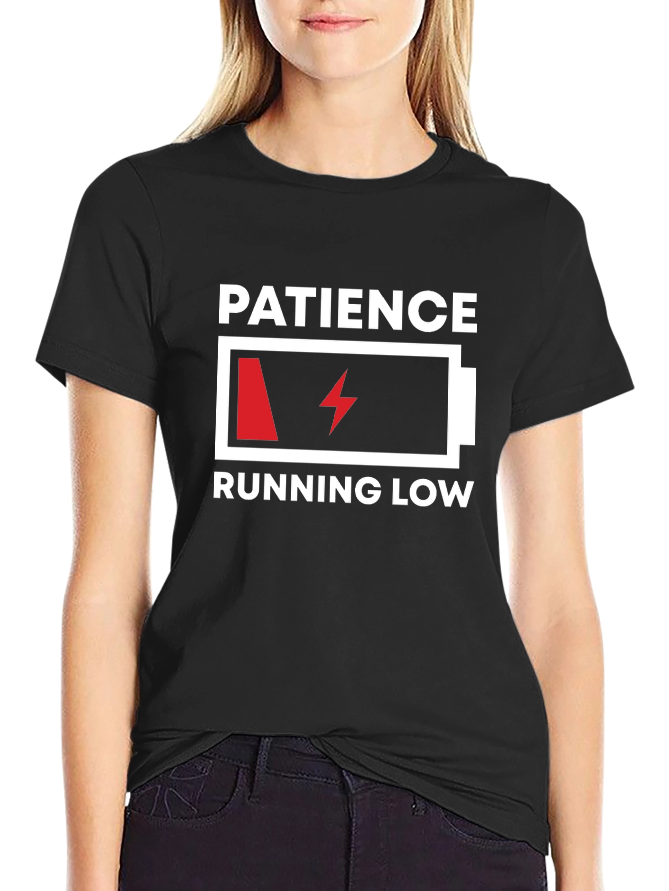 Patience Running Low Graphic Tee - Black Humor