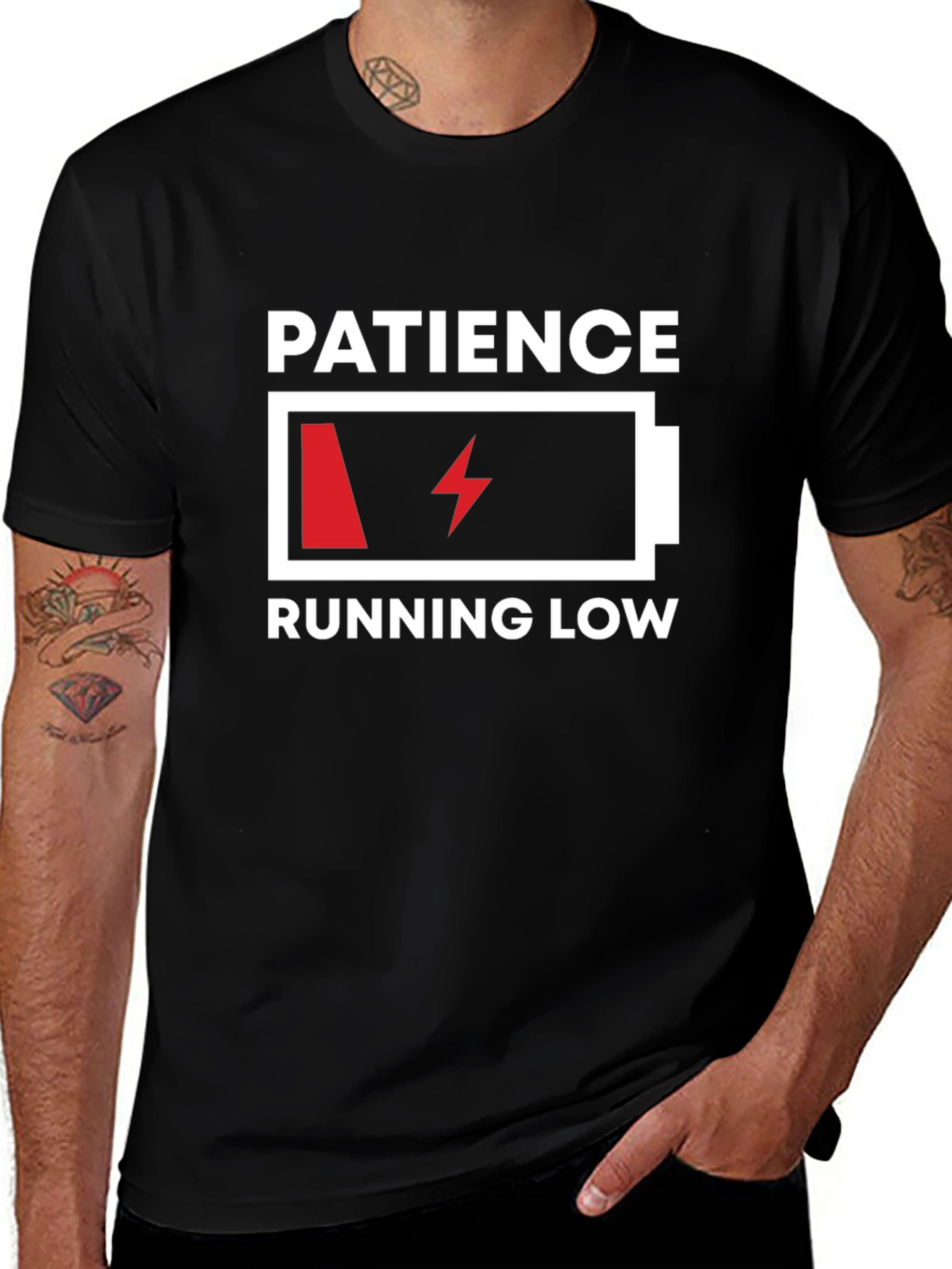 Patience Running Low Graphic Tee - Black Humor