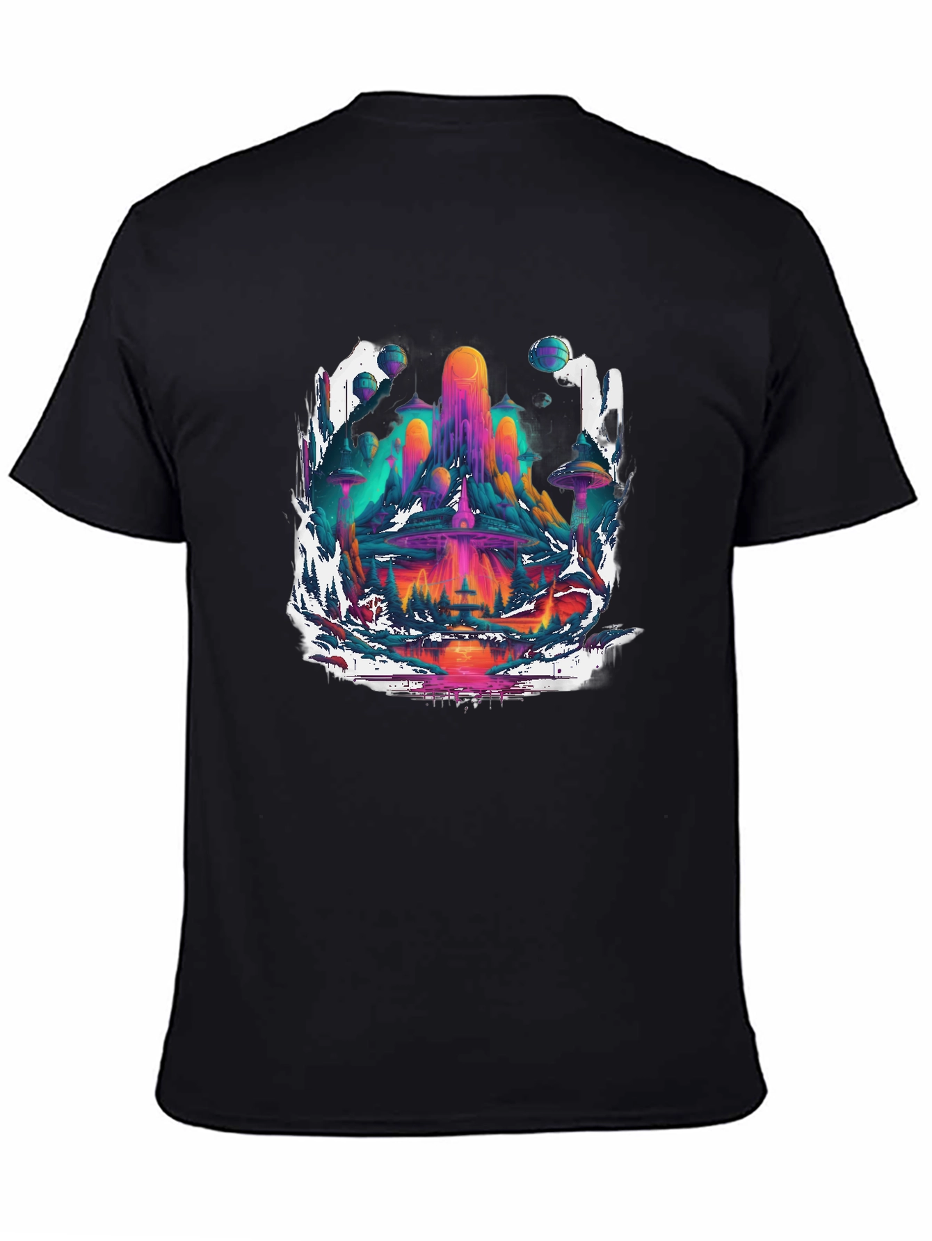 Psychedelic City T-Shirt - Mens Black Graphic Tee