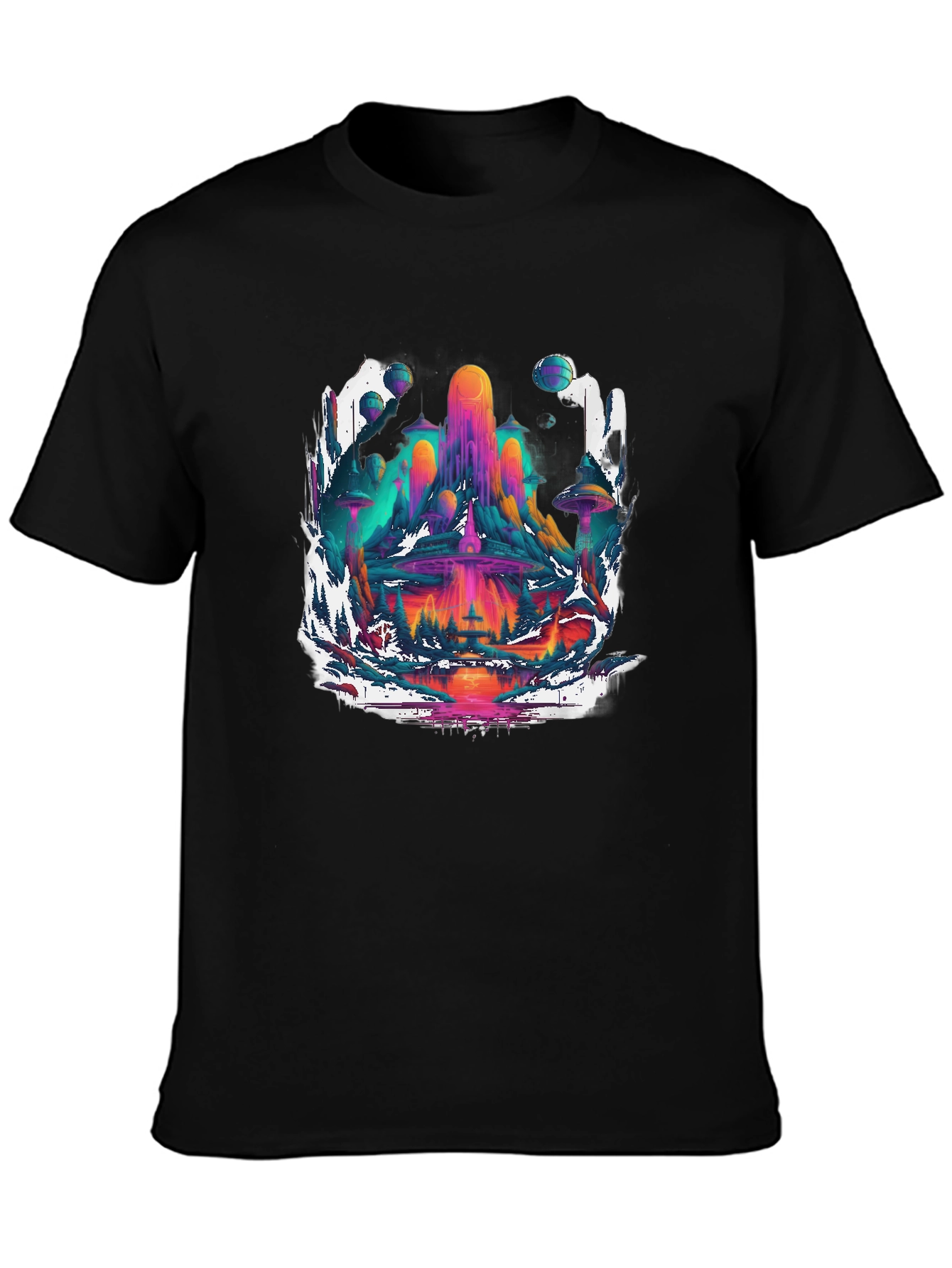 Psychedelic City T-Shirt - Mens Black Graphic Tee