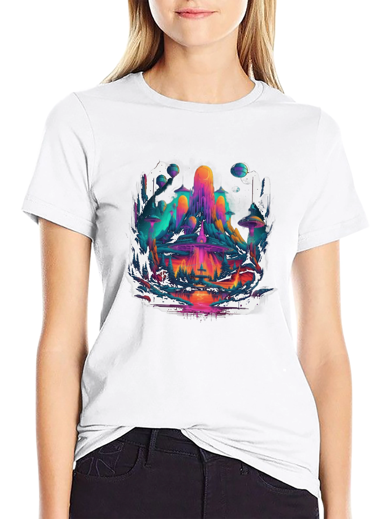 Psychedelic City T-Shirt - Mens Black Graphic Tee