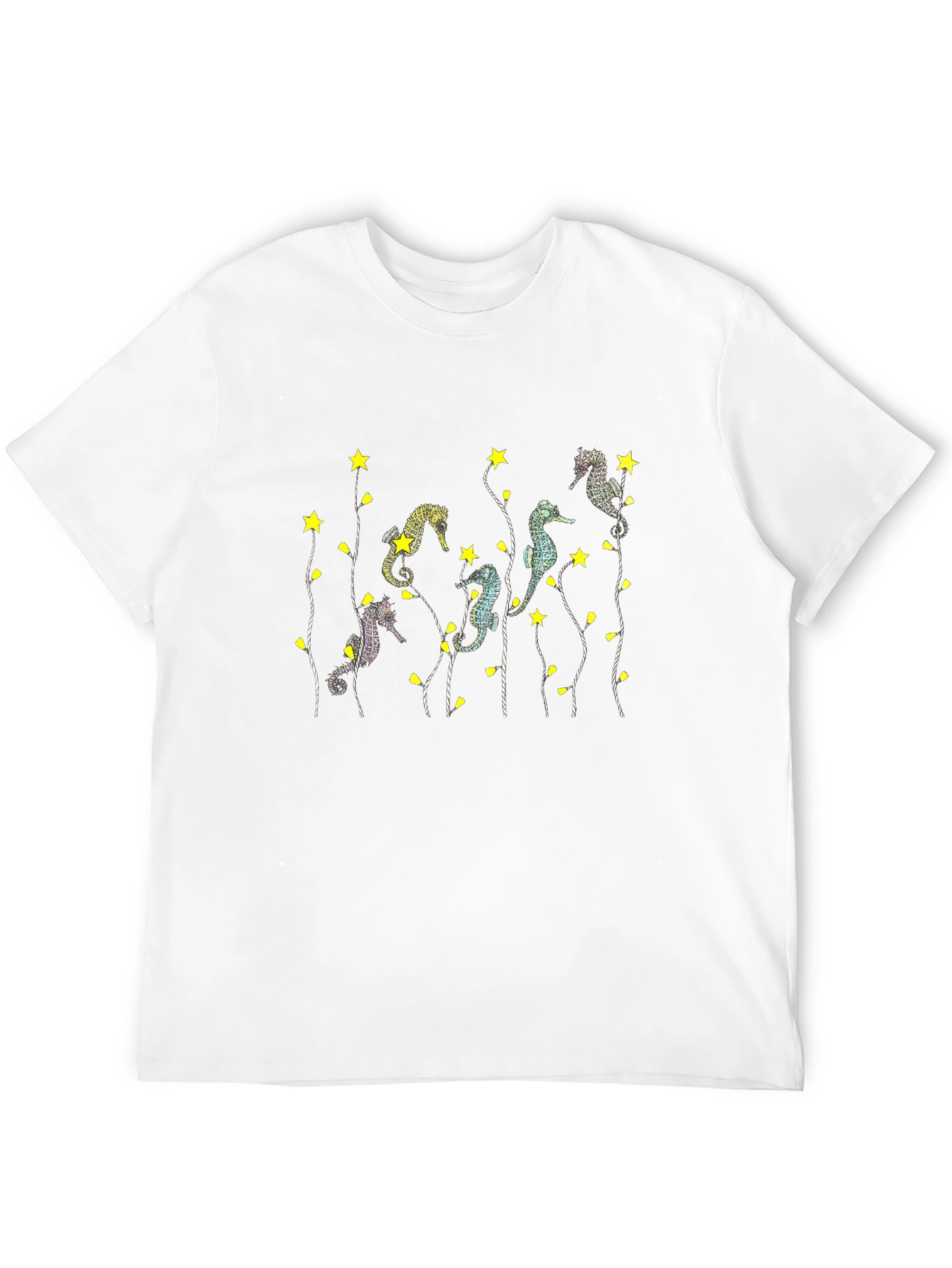 Seahorse Graphic Tee - Black Cotton T-Shirt