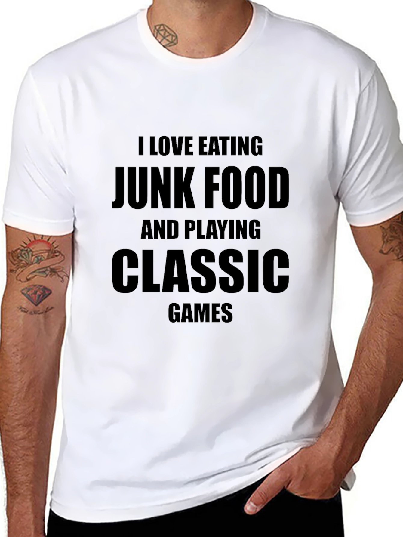Funny Junk Food & Classic Games Black T-Shirt