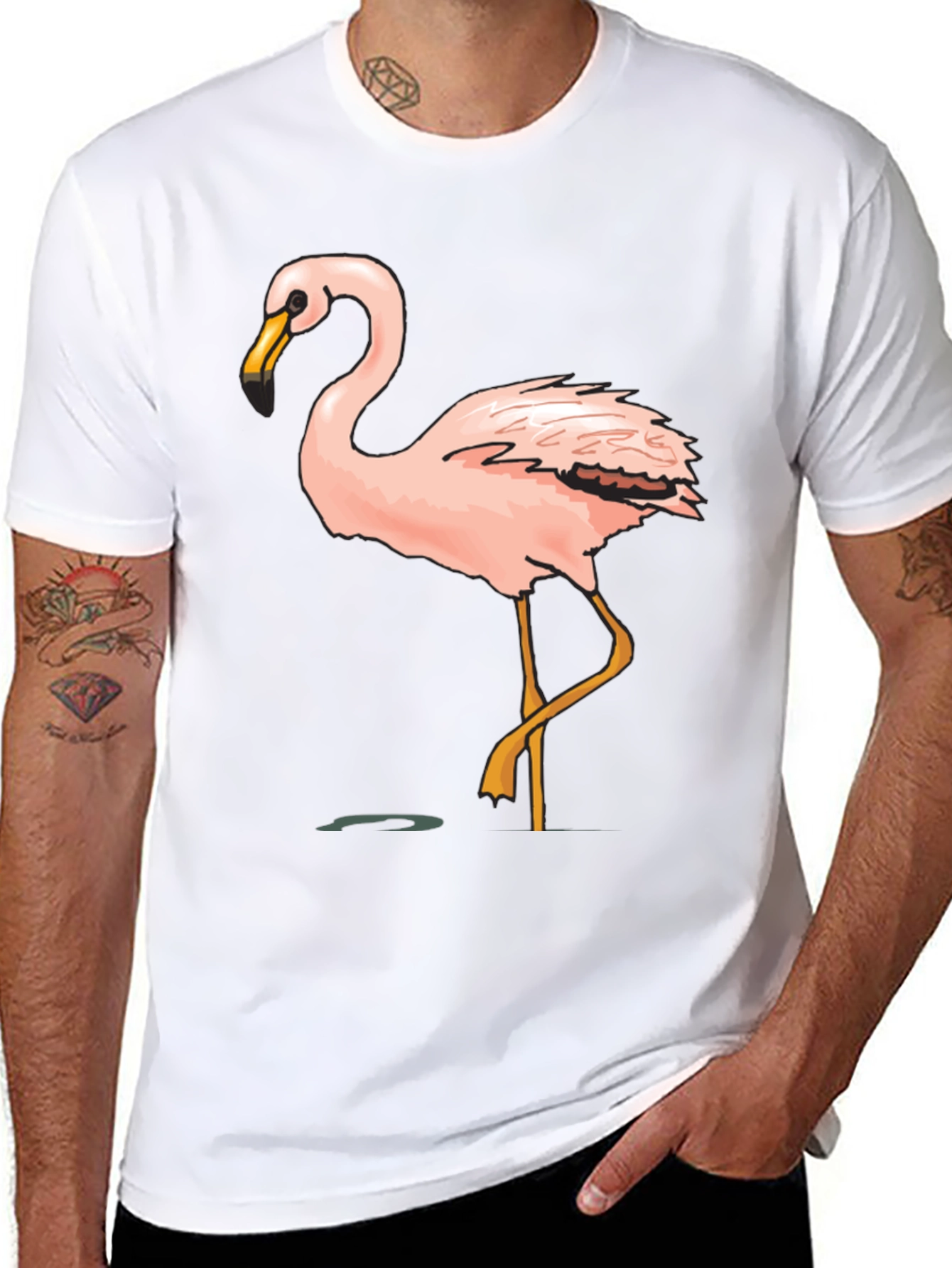Mens Black Flamingo Graphic Tee