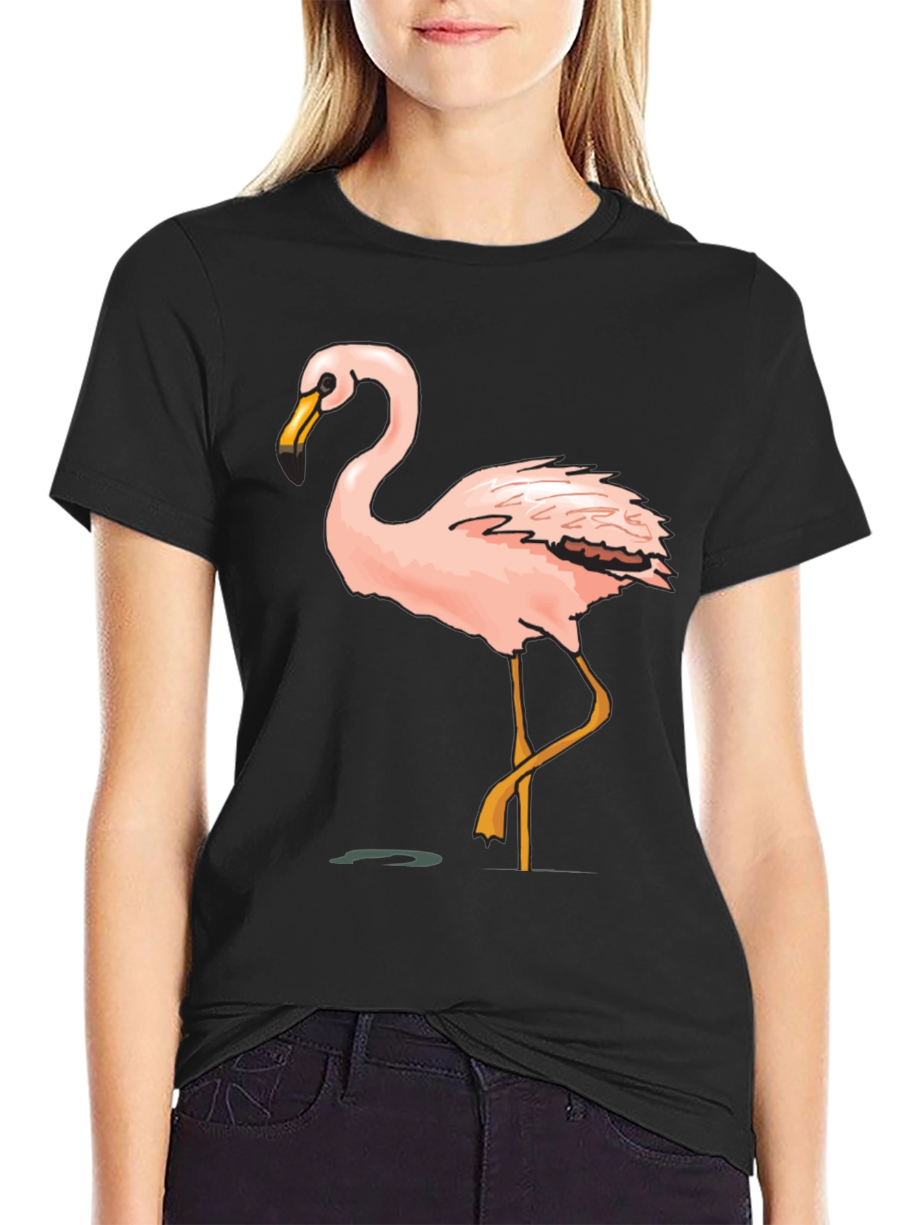 Mens Black Flamingo Graphic Tee