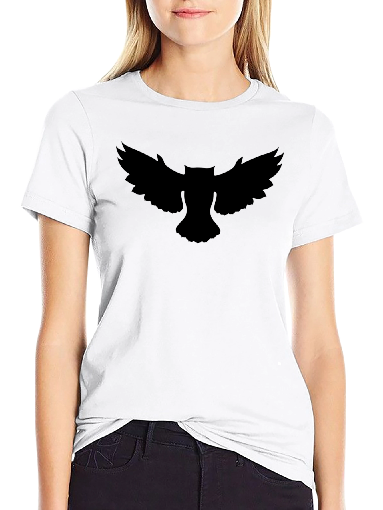 Mens Black T-Shirt with Owl Silhouette