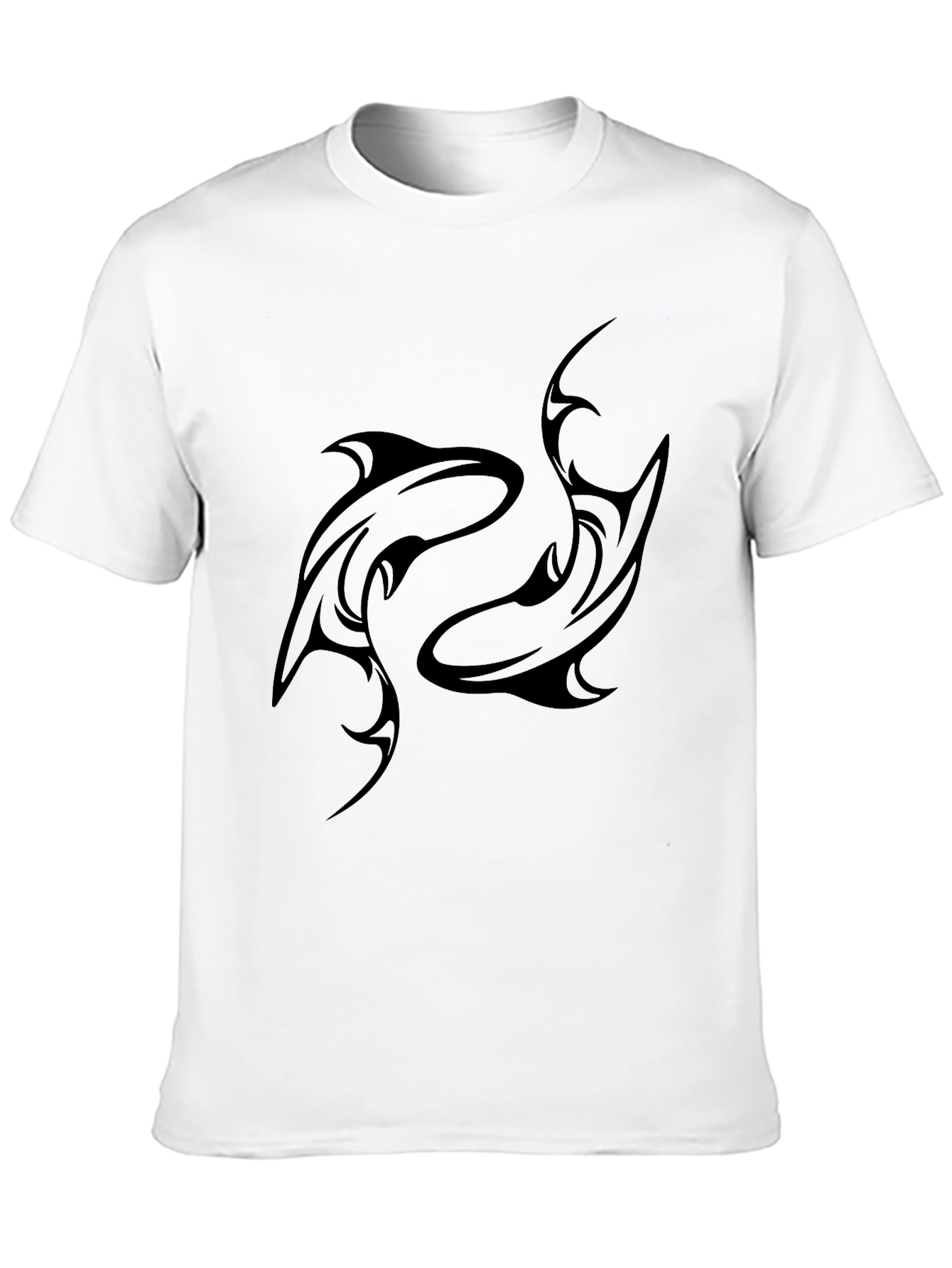Black Tribal Dolphin Graphic Tee for Men