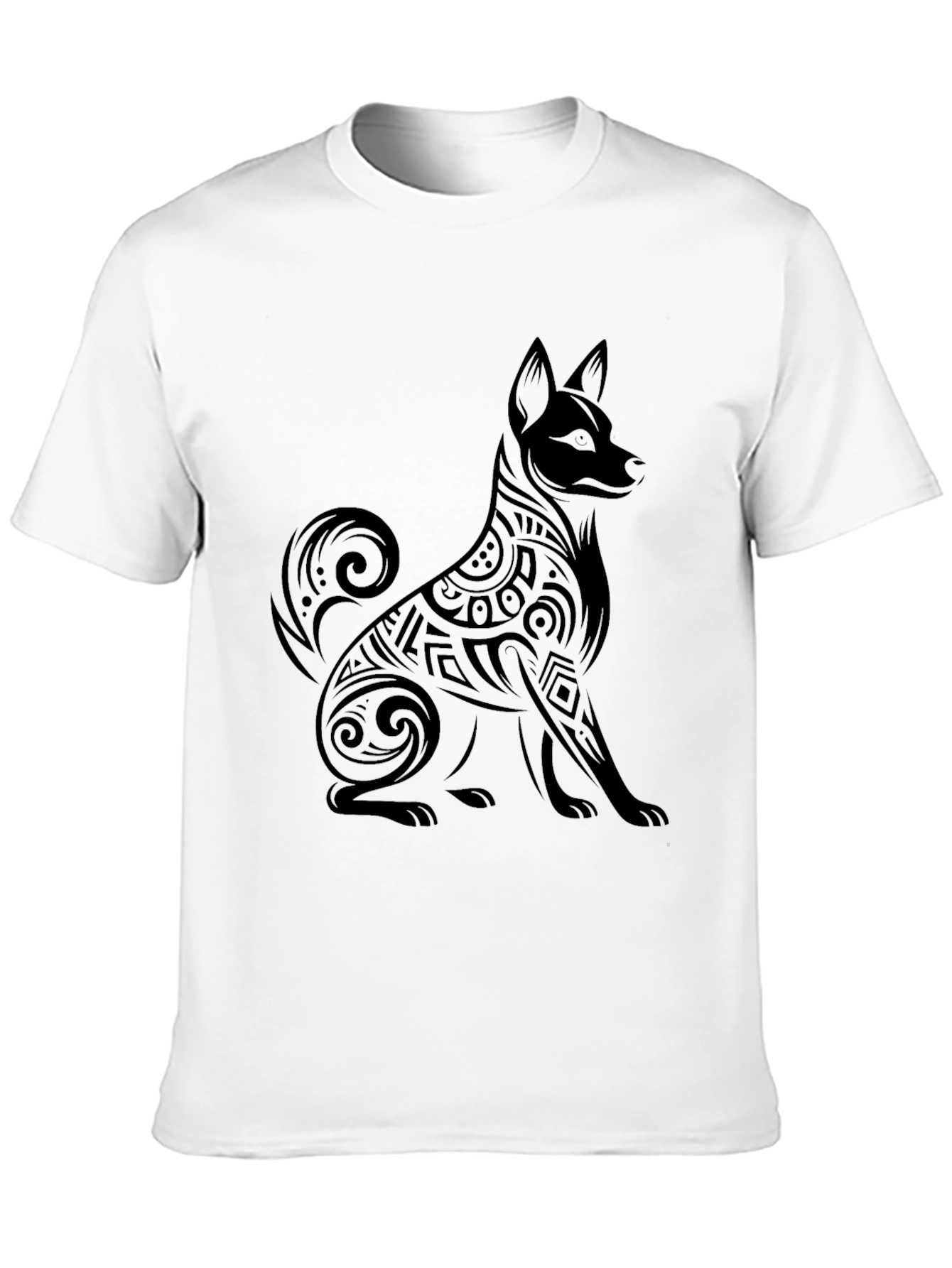 Tribal Dog Graphic T-Shirt - Cool Black Tee