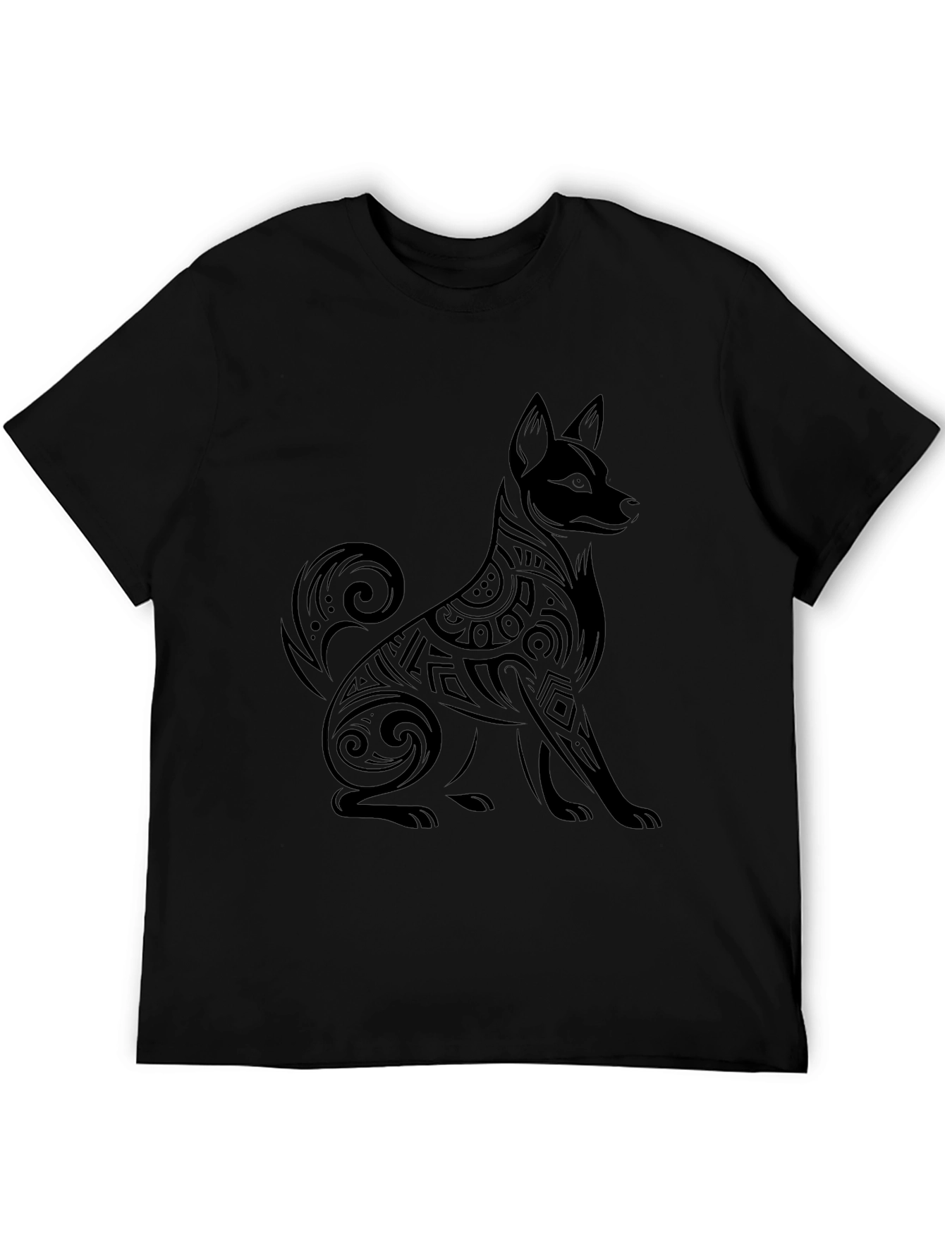 Tribal Dog Graphic T-Shirt - Cool Black Tee