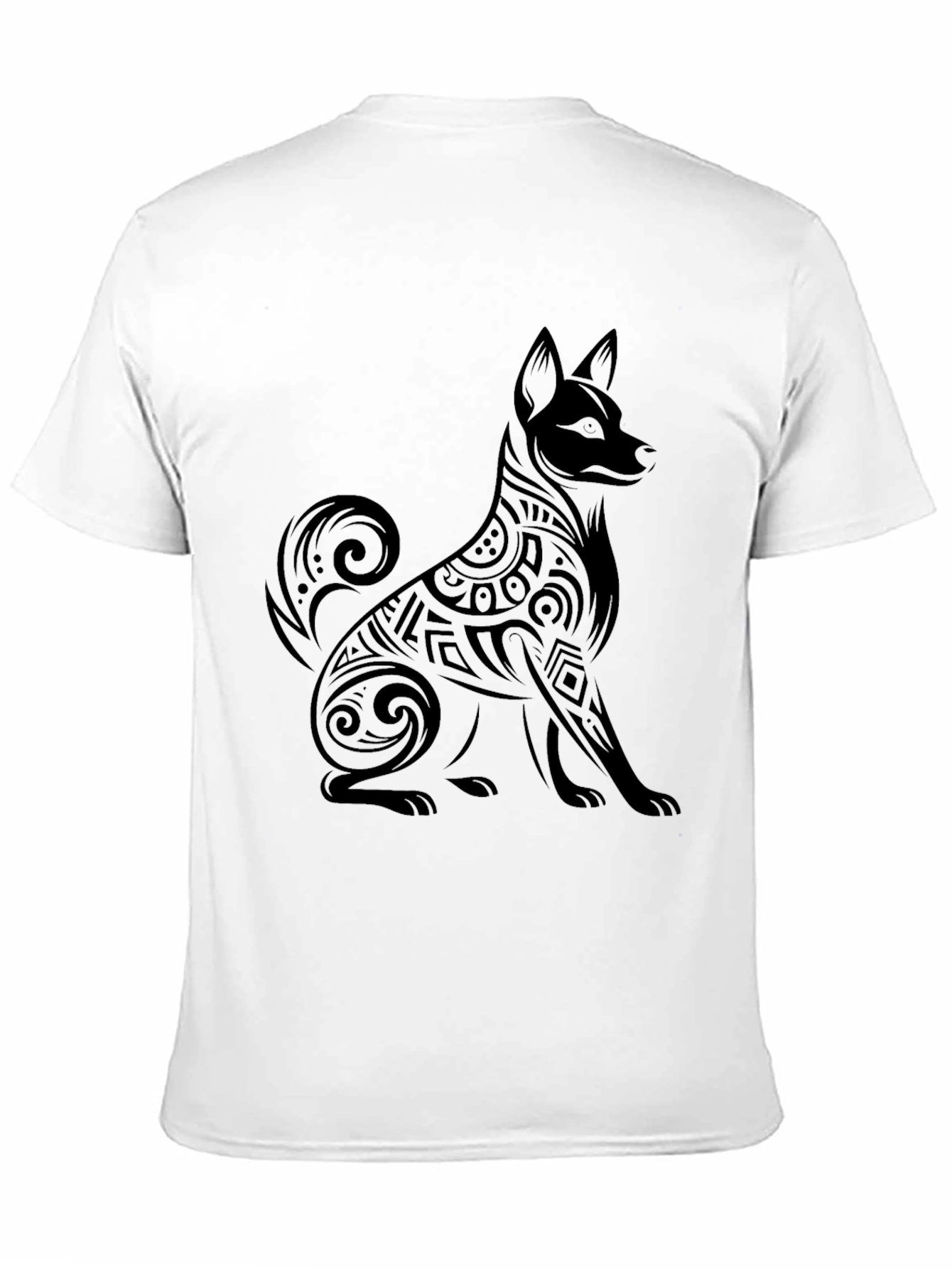 Tribal Dog Graphic T-Shirt - Cool Black Tee