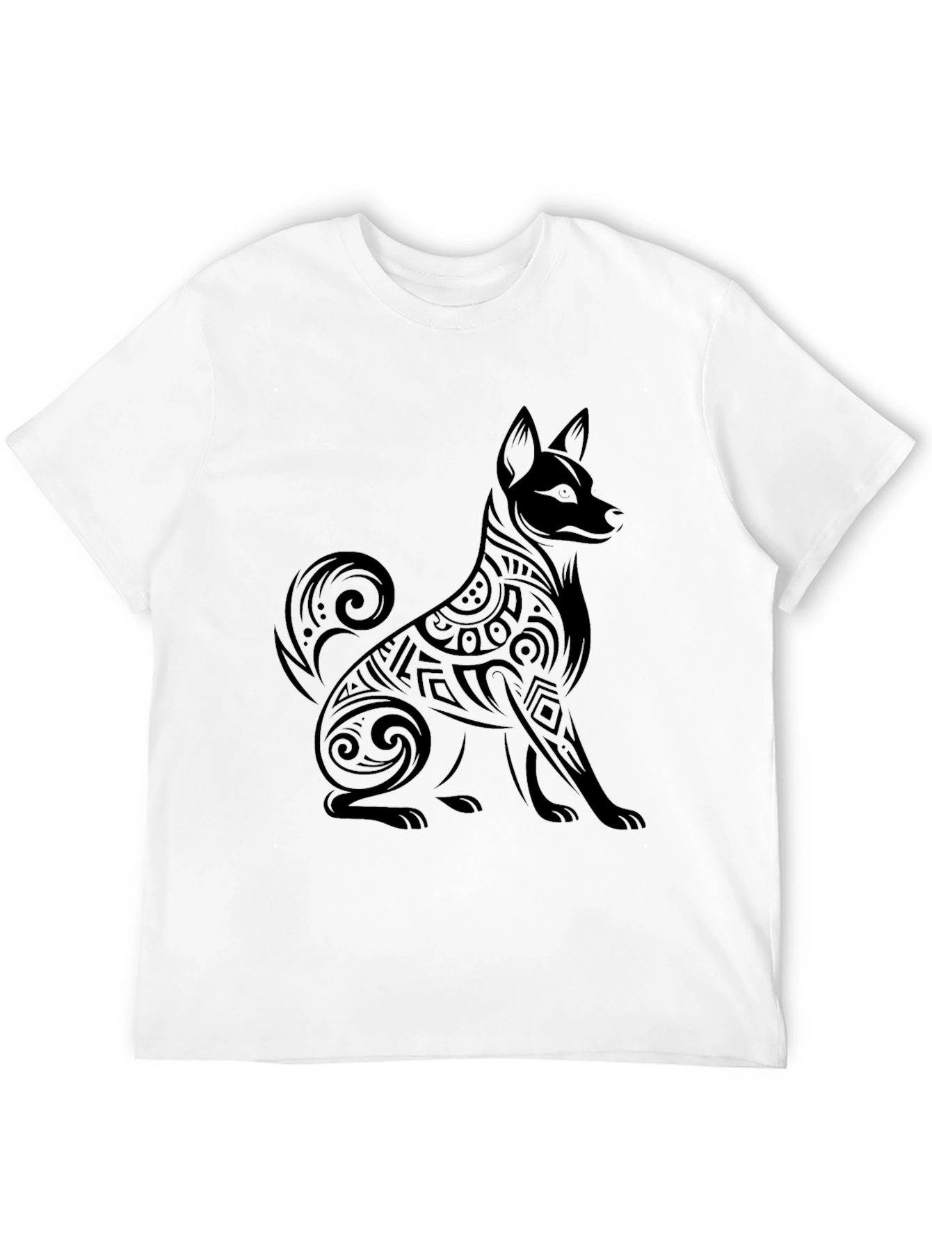 Tribal Dog Graphic T-Shirt - Cool Black Tee