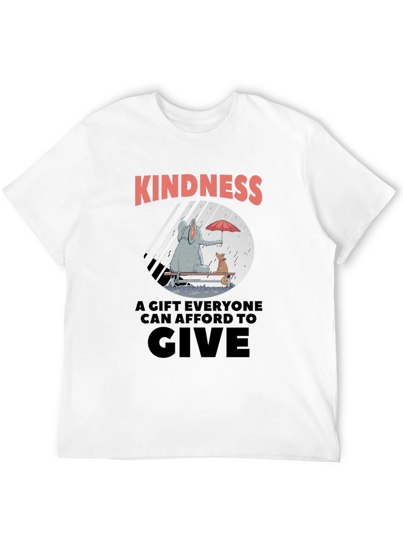 Kindness T-Shirt - Elephant & Dog in Rain