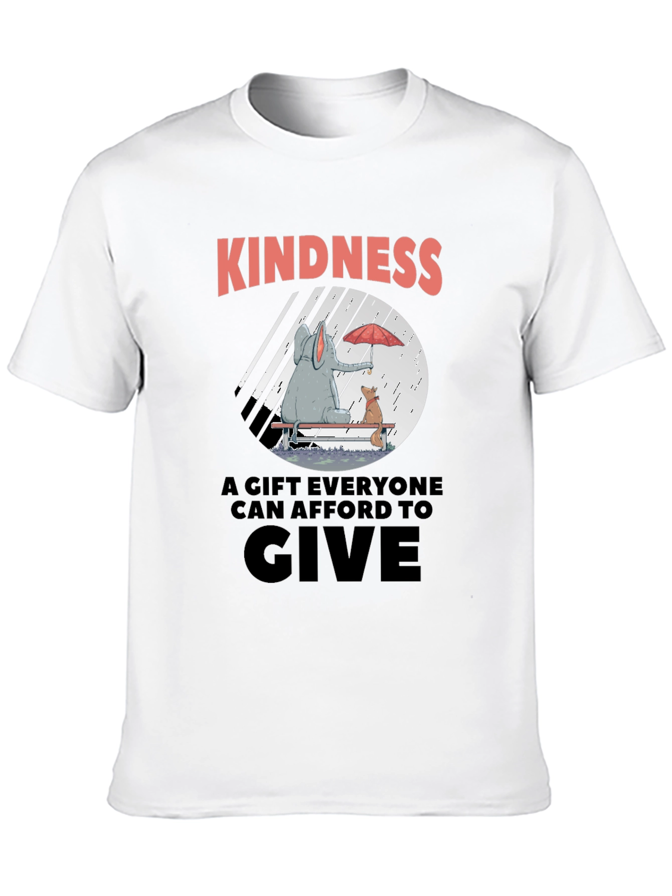 Kindness T-Shirt - Elephant & Dog in Rain