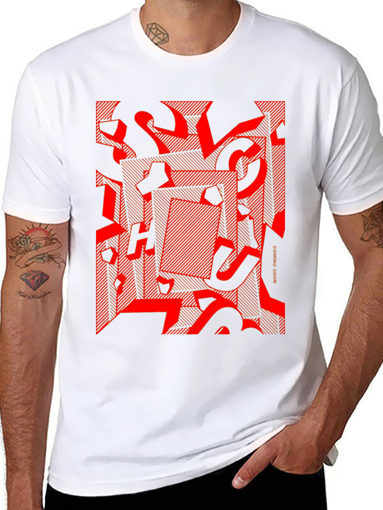 Abstract Graphic Tee - Red on Black