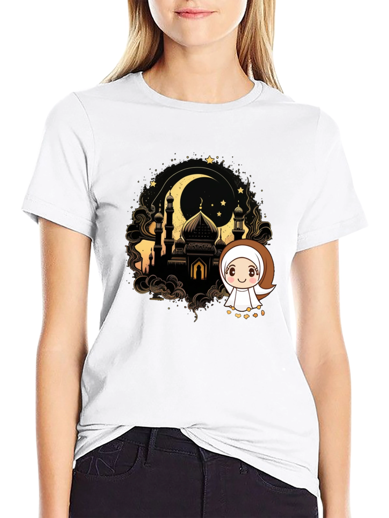 Eid Mubarak T-Shirt: Islamic Mosque Cartoon Design