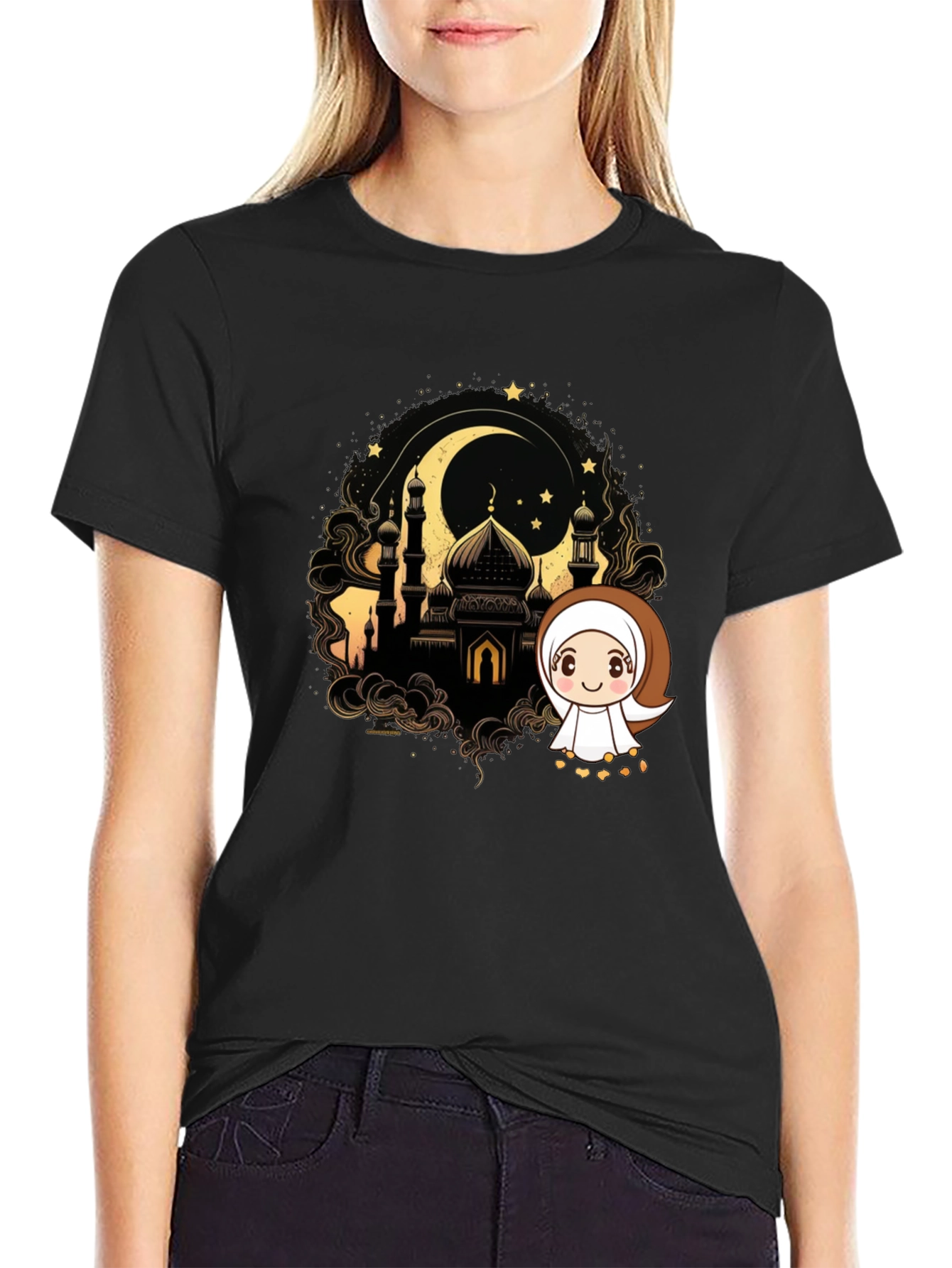 Eid Mubarak T-Shirt: Islamic Mosque Cartoon Design