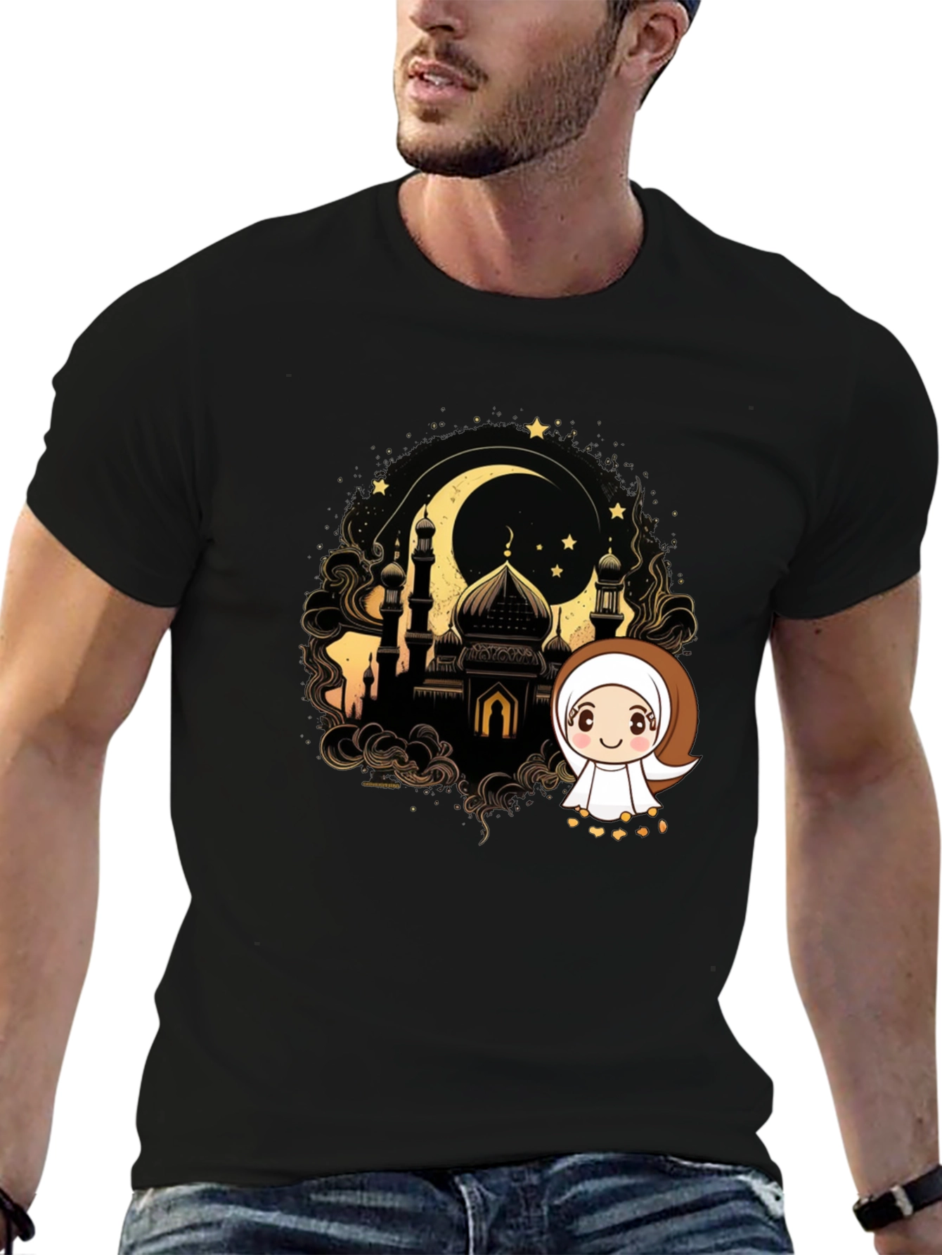 Eid Mubarak T-Shirt: Islamic Mosque Cartoon Design