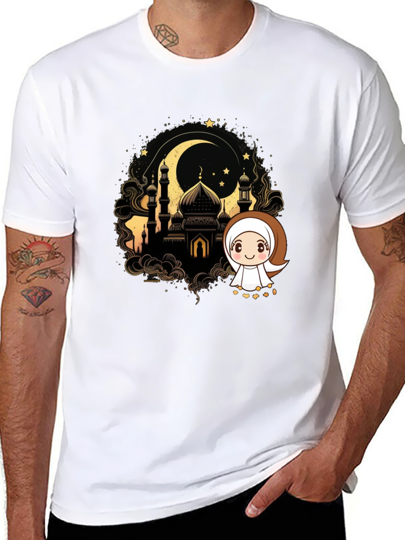 Eid Mubarak T-Shirt: Islamic Mosque Cartoon Design