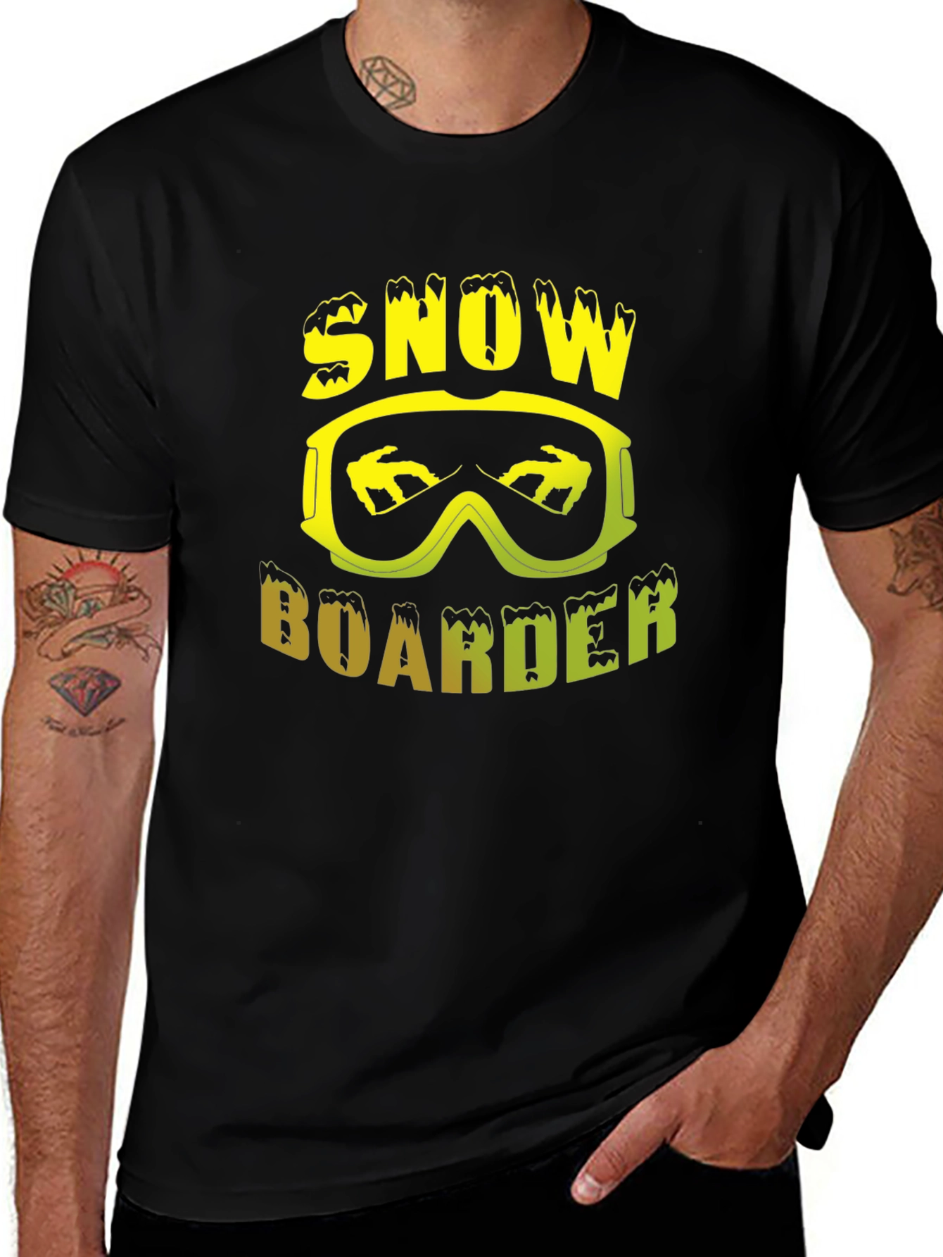 Snowboarder Graphic Tee - Black Crew Neck