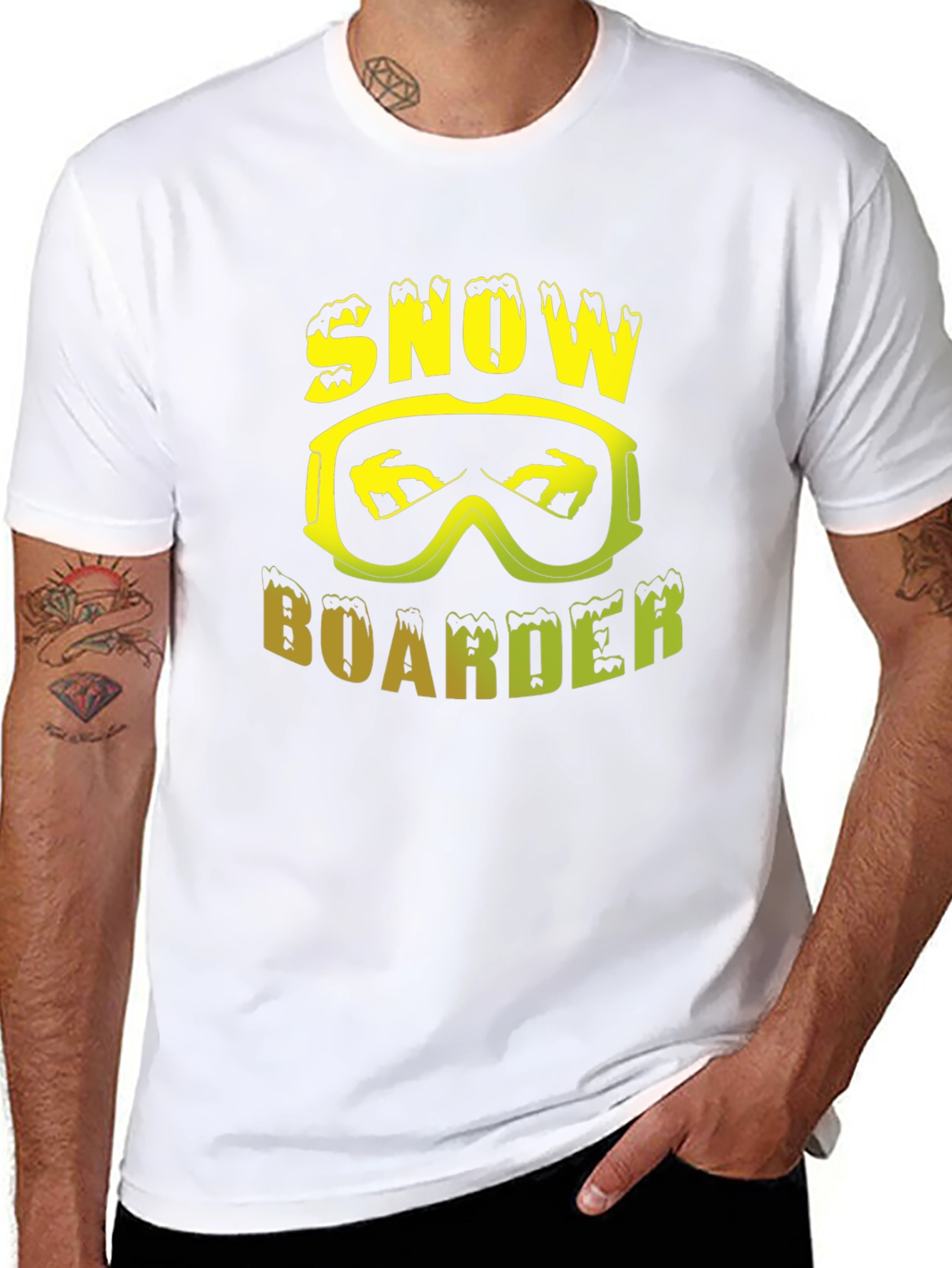 Snowboarder Graphic Tee - Black Crew Neck