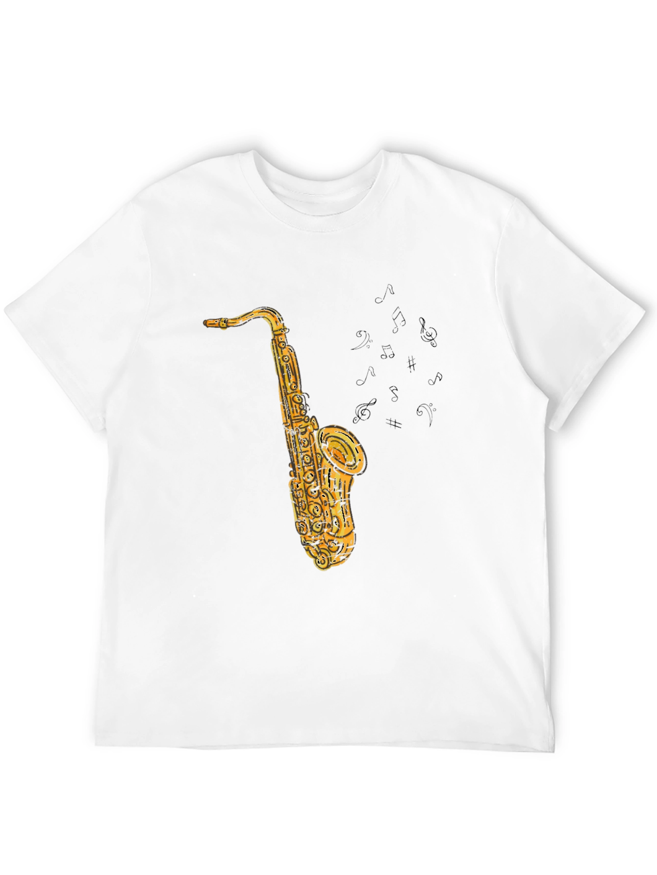 Saxophone Graphic Tee - Black Cotton T-Shirt