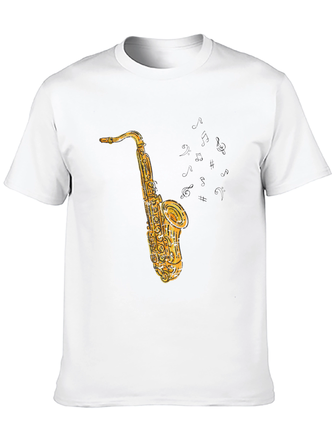 Saxophone Graphic Tee - Black Cotton T-Shirt