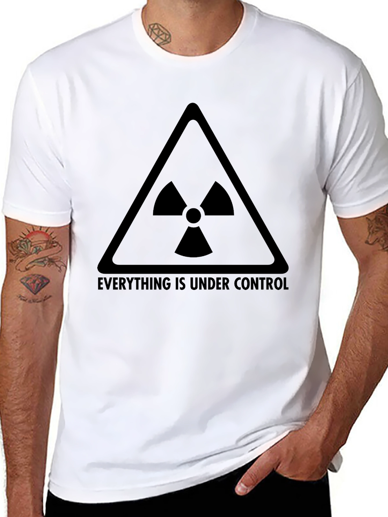 Everything is Under Control Mens Black Graphic T-Shirt