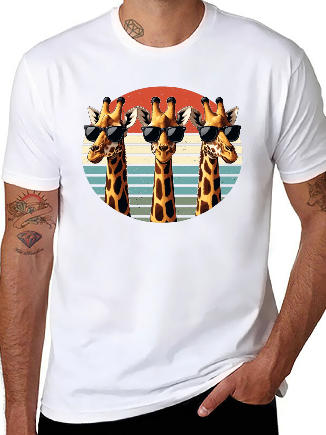 Cool Giraffes T-Shirt Retro Style