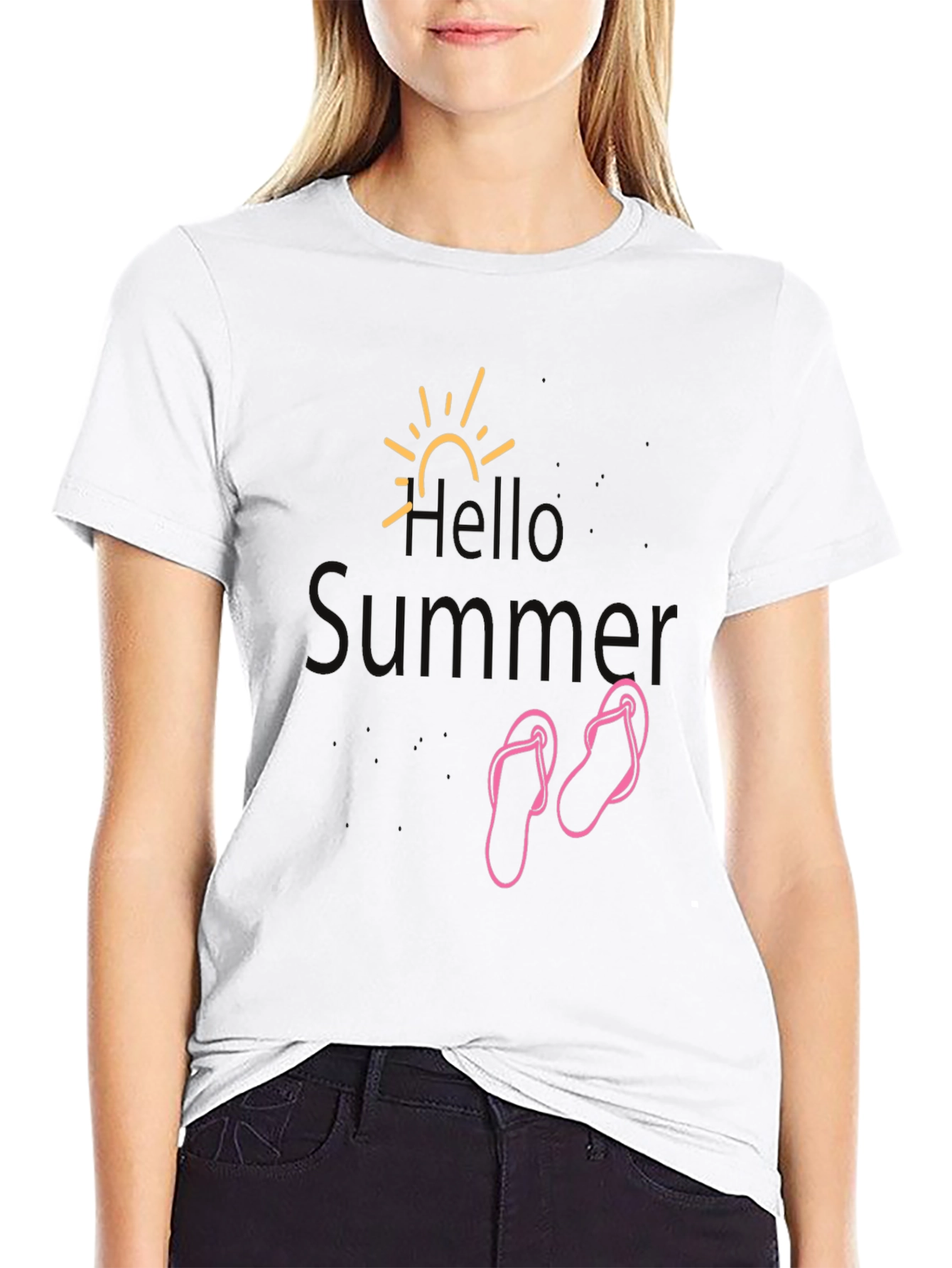 Hello Summer Black Graphic Tee