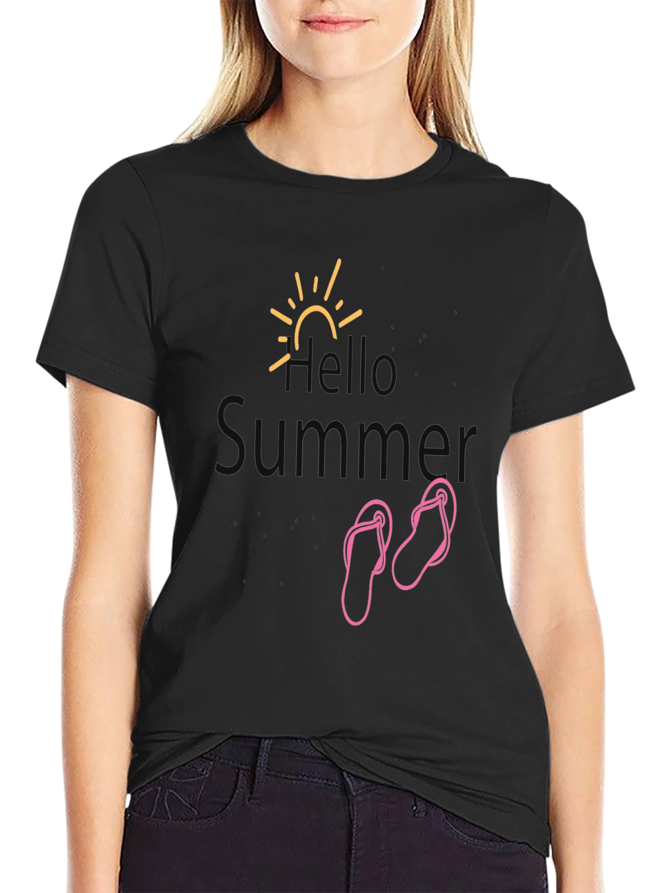 Hello Summer Black Graphic Tee