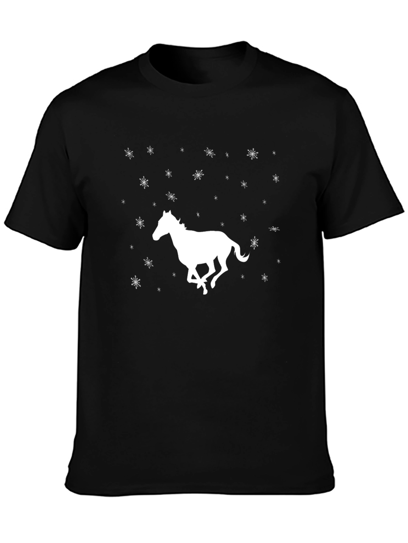 Black Horse & Snowflakes Graphic Tee