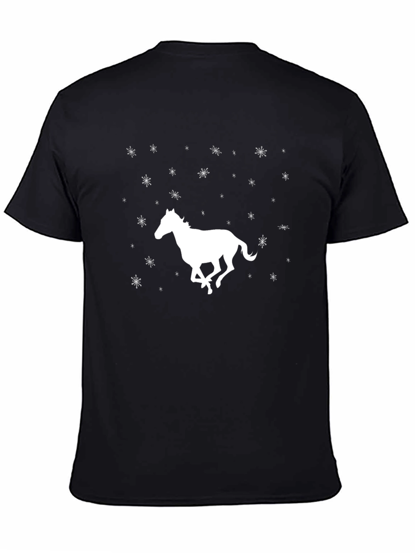 Black Horse & Snowflakes Graphic Tee