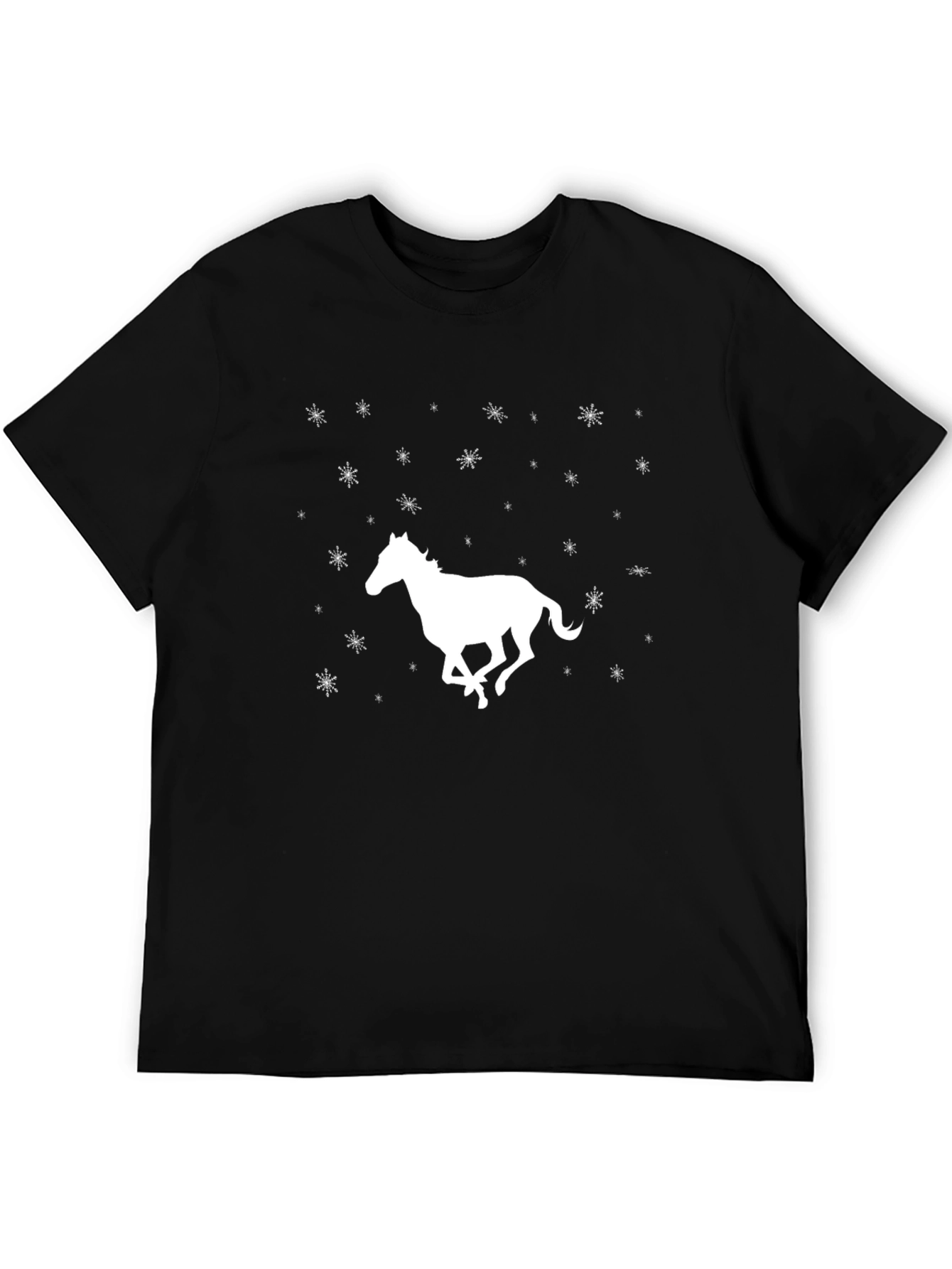 Black Horse & Snowflakes Graphic Tee