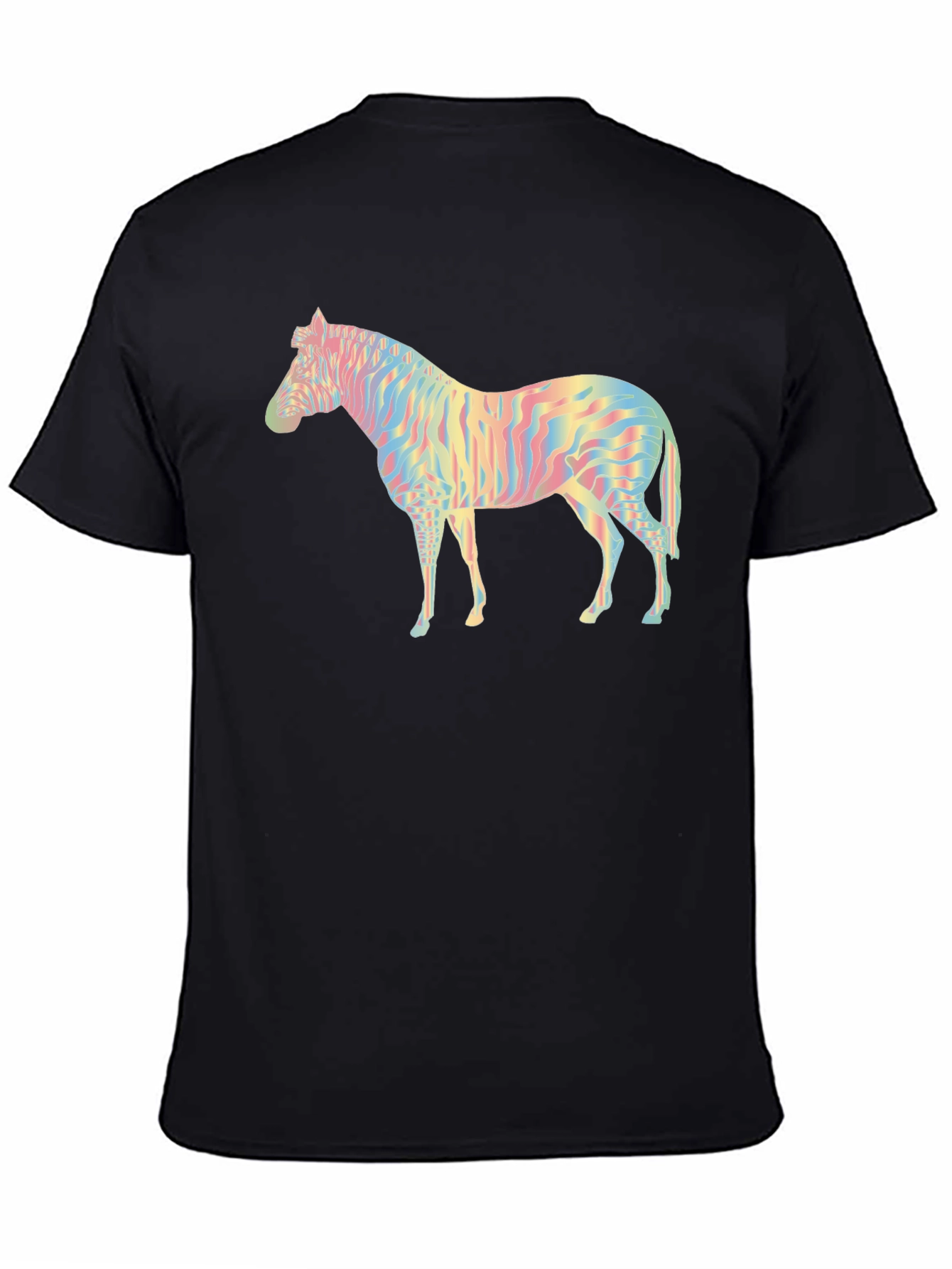 Rainbow Zebra Graphic Black T-Shirt