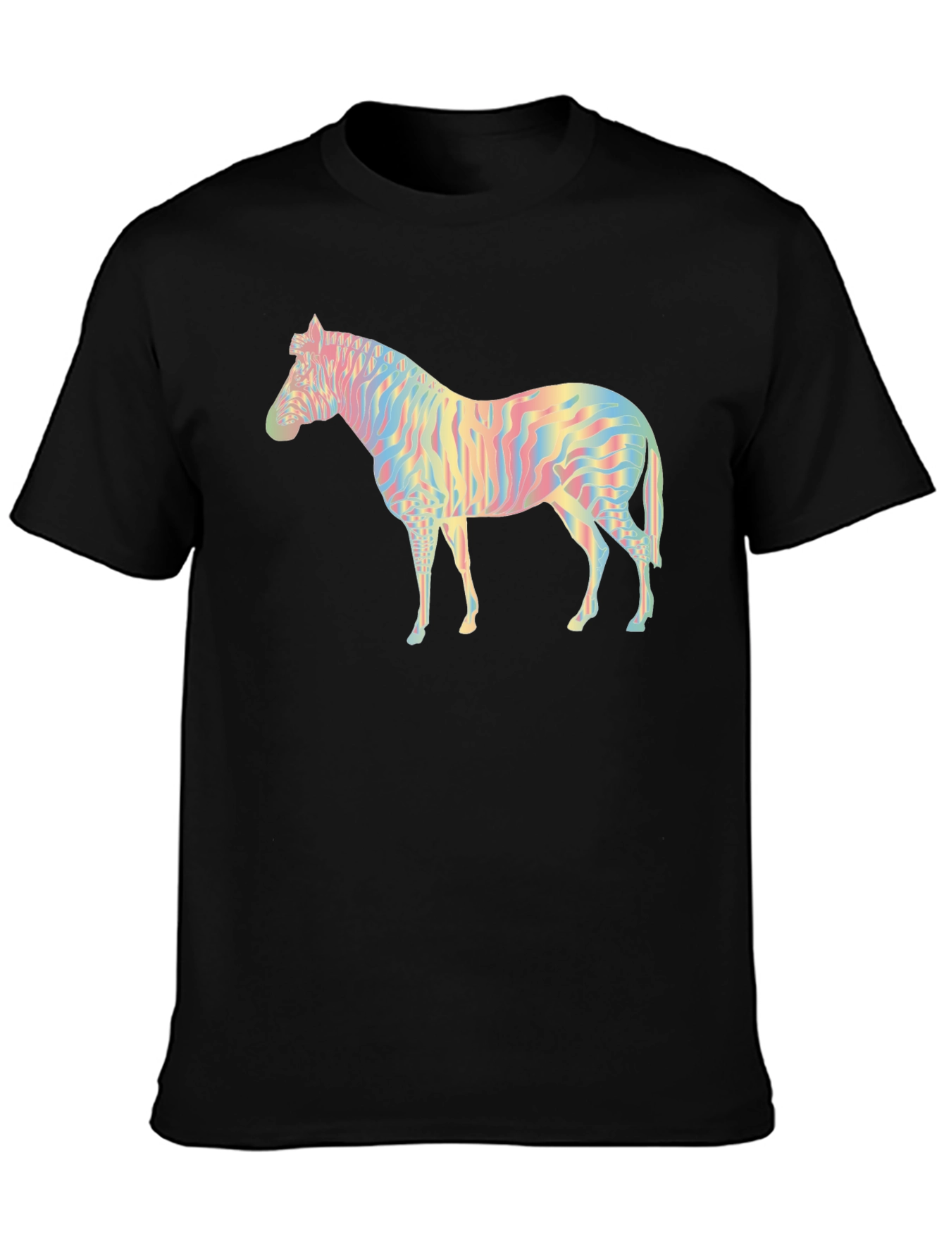 Rainbow Zebra Graphic Black T-Shirt