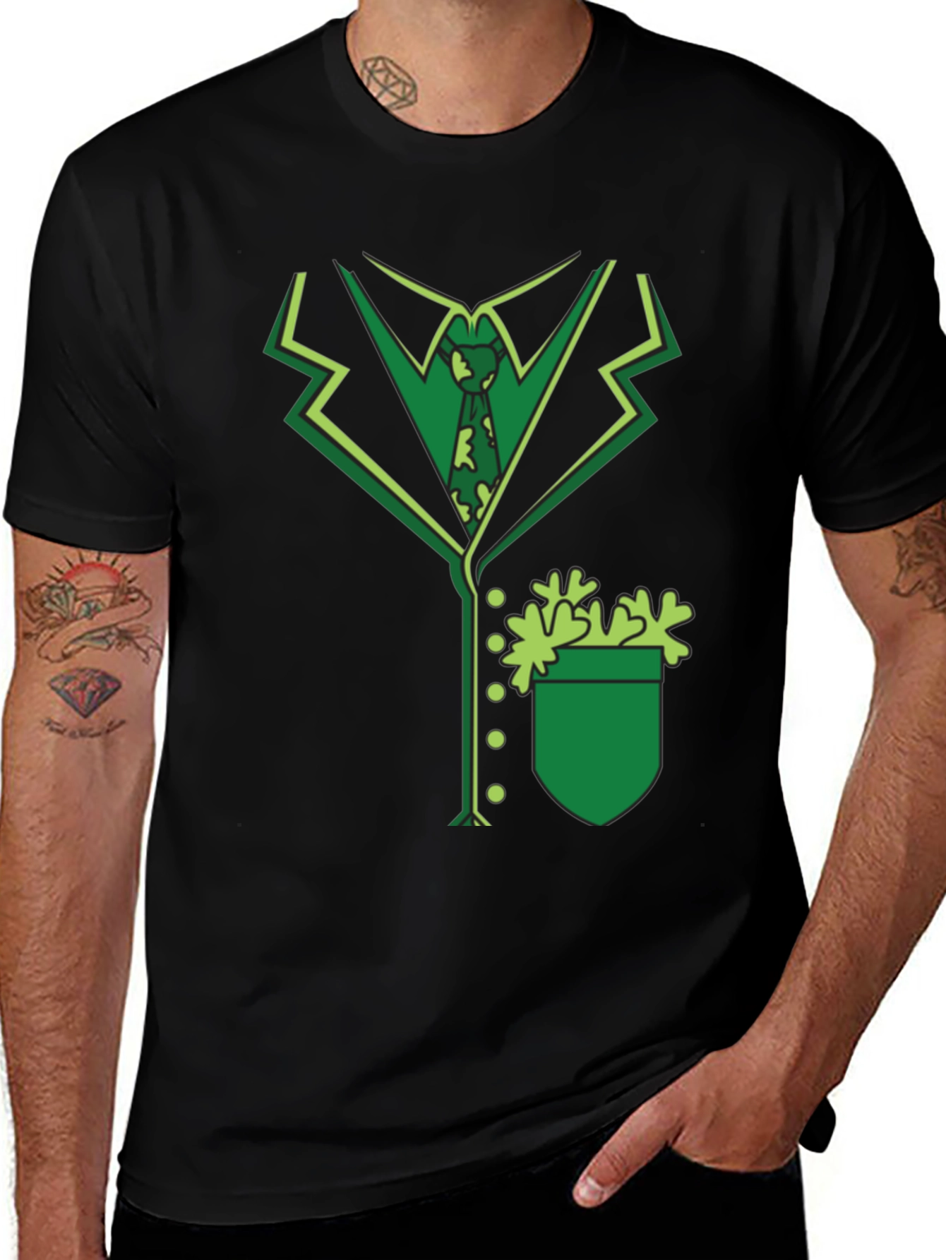 St. Patricks Day Suit T-Shirt - Green Shamrock Outfit
