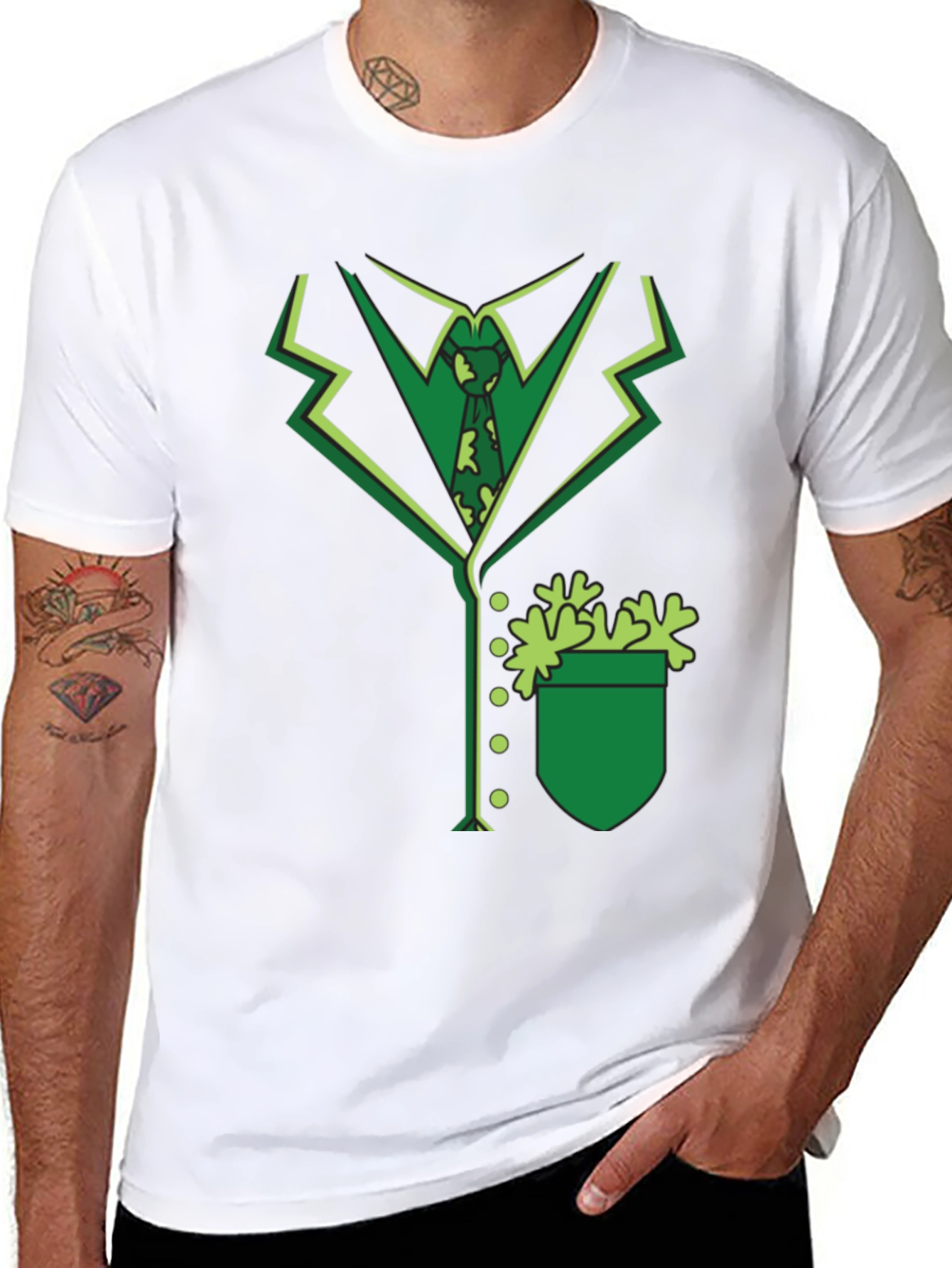 St. Patricks Day Suit T-Shirt - Green Shamrock Outfit
