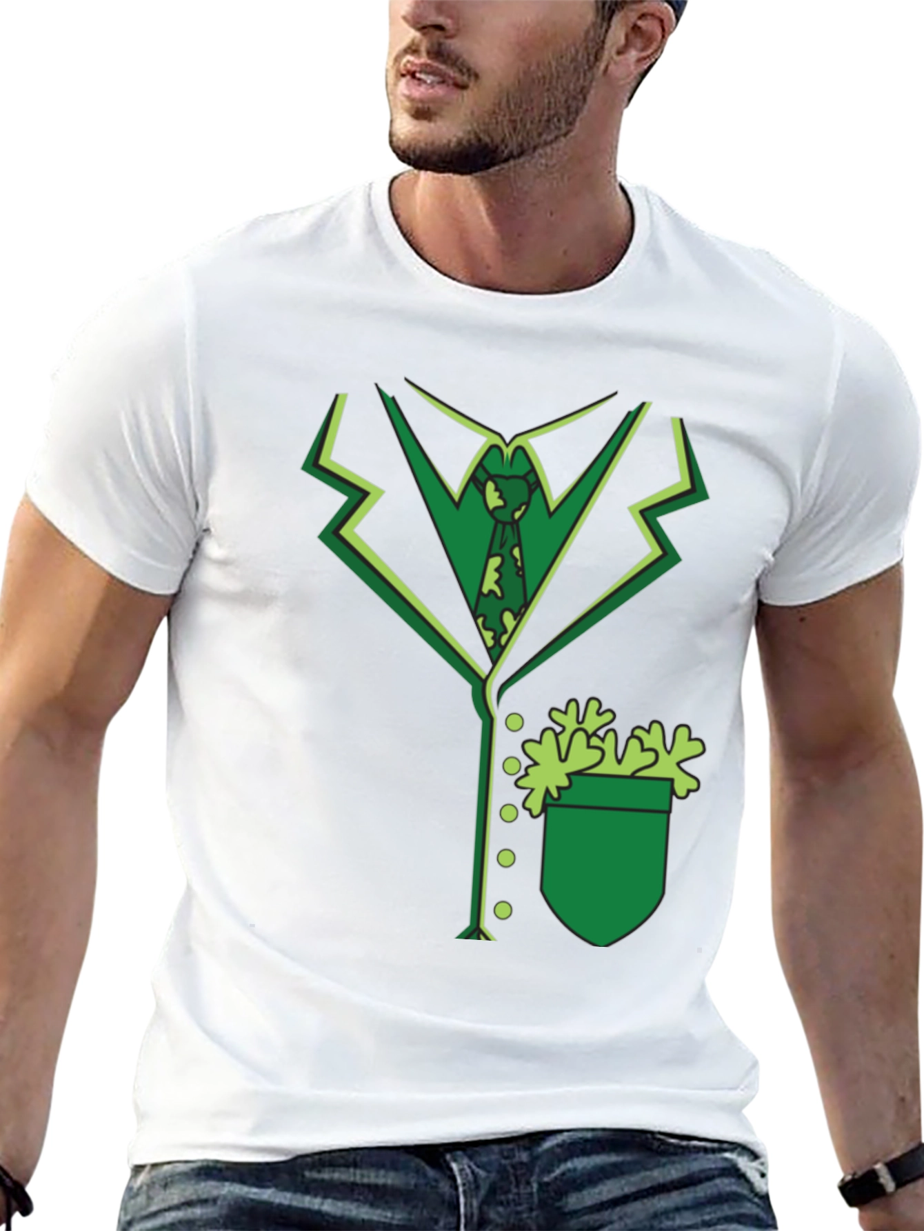 St. Patricks Day Suit T-Shirt - Green Shamrock Outfit