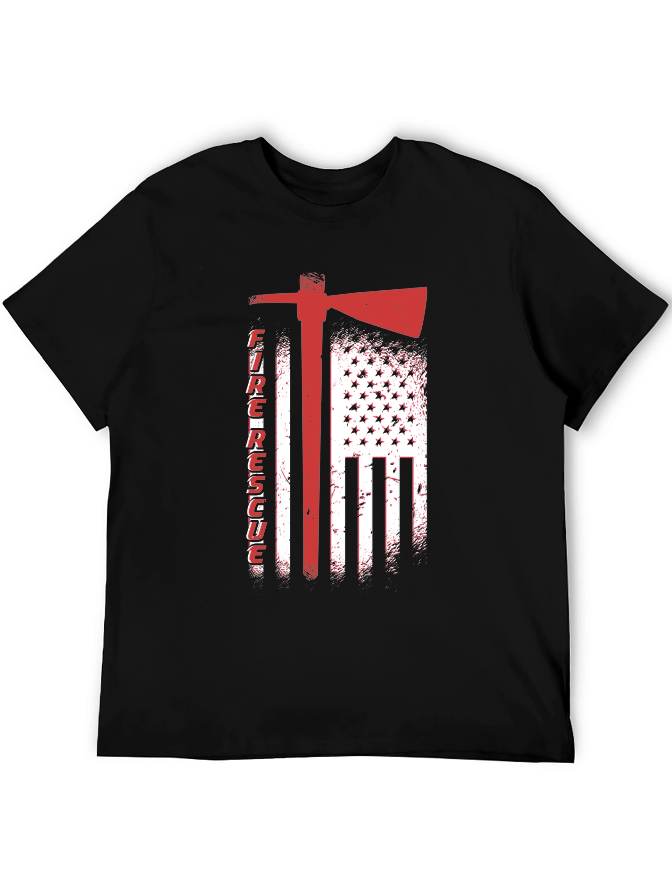 Fire Rescue American Flag Axe T-Shirt