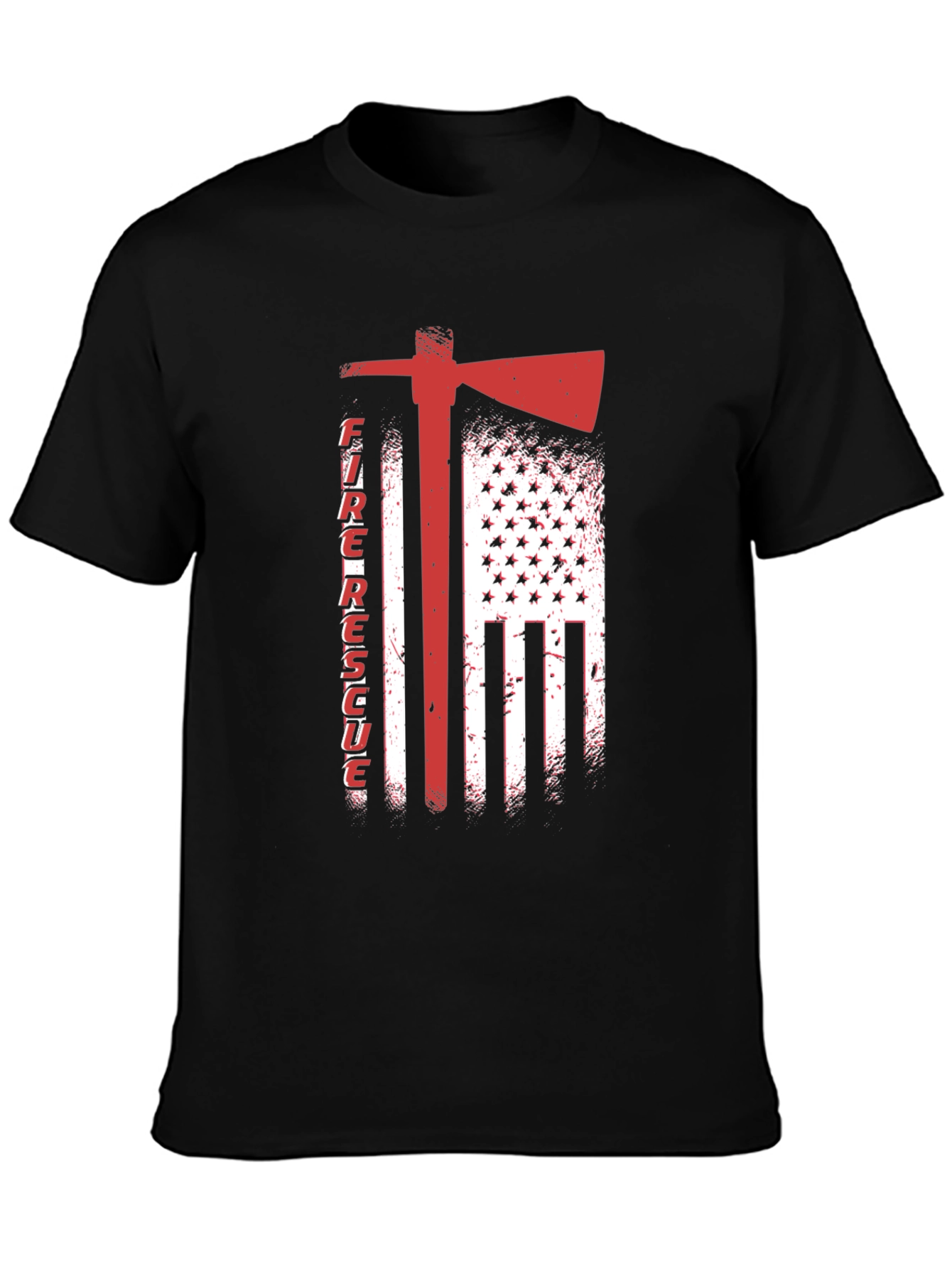 Fire Rescue American Flag Axe T-Shirt