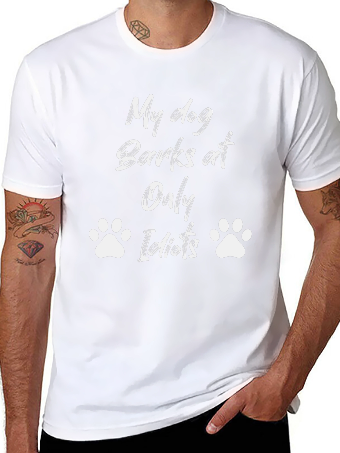 My Dog Only Barks at Idiots Black T-Shirt