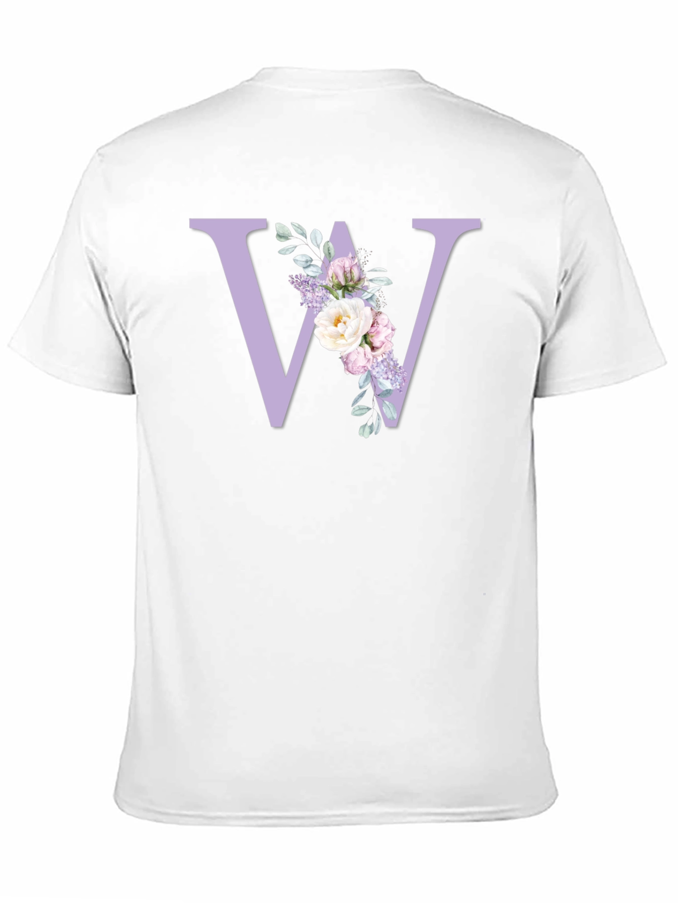 Floral Initial W Black T-Shirt